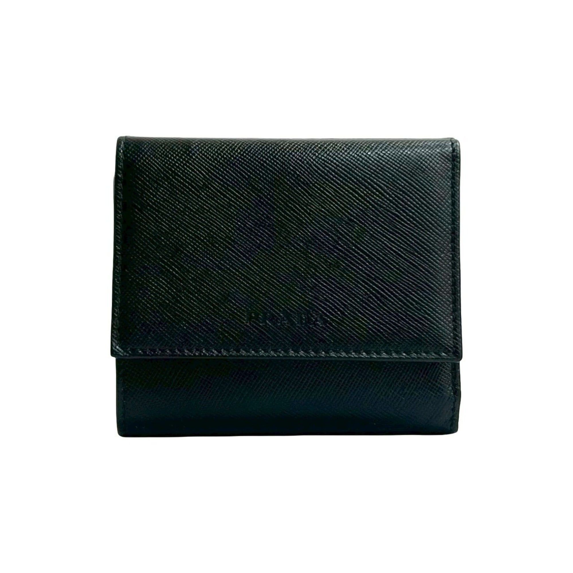 Prada PRADA Saffiano Leather Tri-fold Wallet, Black, Item No. 23040 Size ONE SIZE - 1 Thumbnail