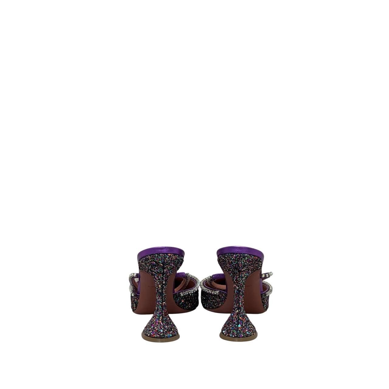 Amina Muaddi Amina Muaddi Gilda Multicolor Glitter Leather Mules Sz 39.5 Size US 9.5 / IT 39.5 - 4 Thumbnail