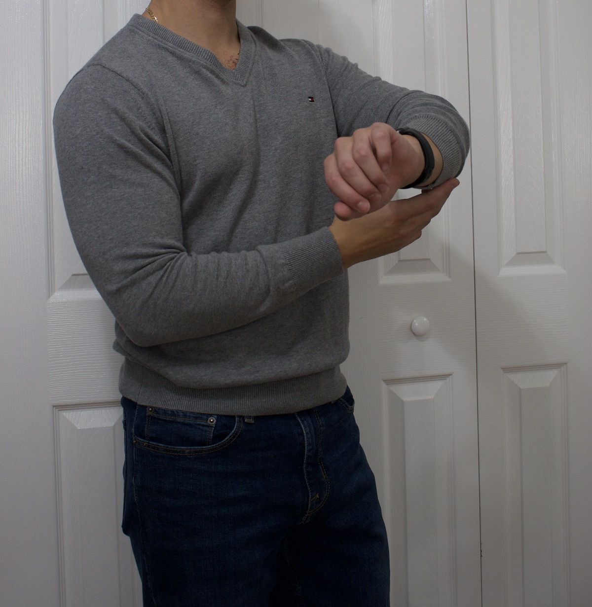 Tommy Hilfiger Tommy Hilfiger Gray V-Neck Sweater Size US M / EU 48-50 / 2 - 3 Thumbnail