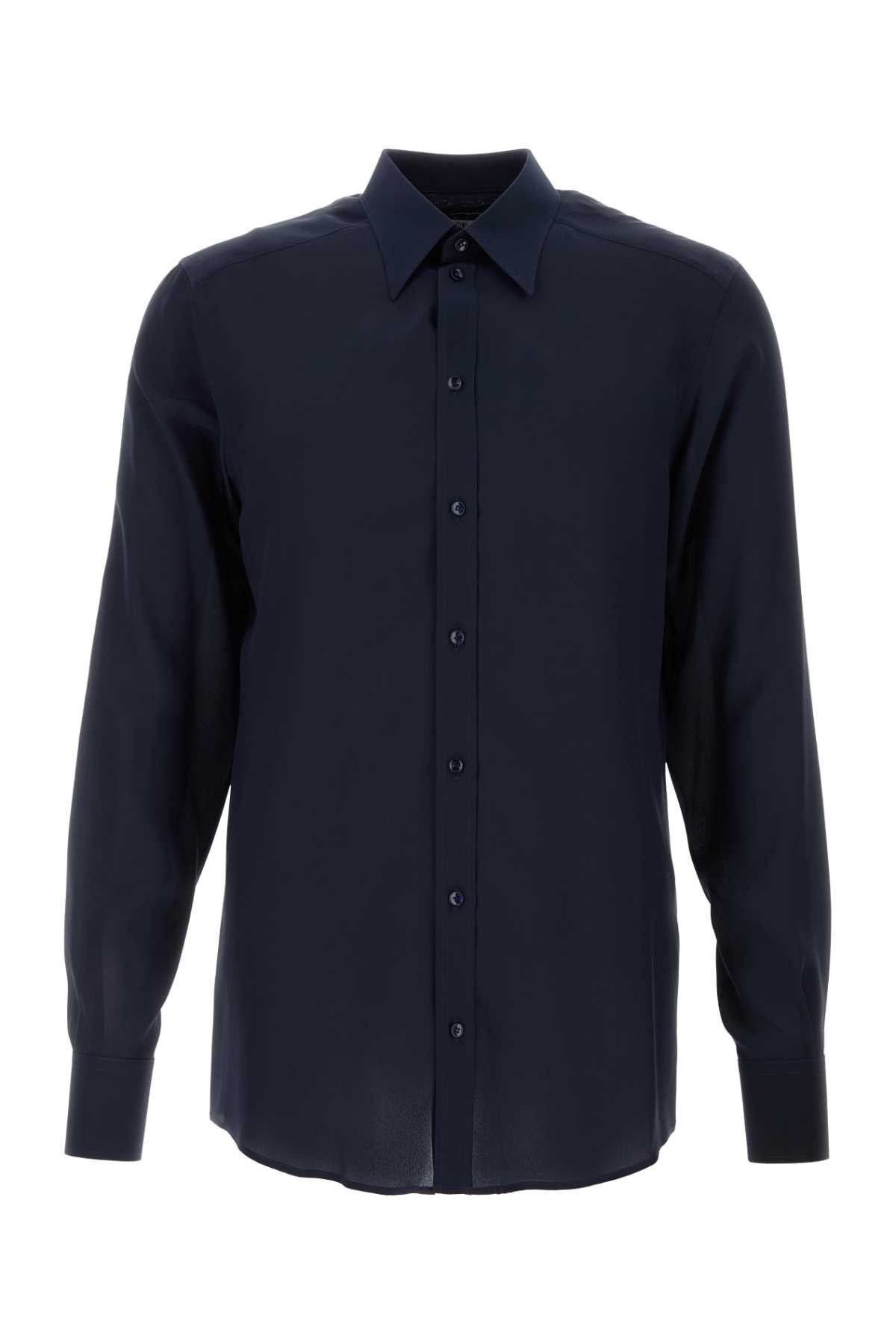 Dolce & Gabbana Blue Crepe Shirt Size US L / EU 52-54 / 3 - 1 Thumbnail