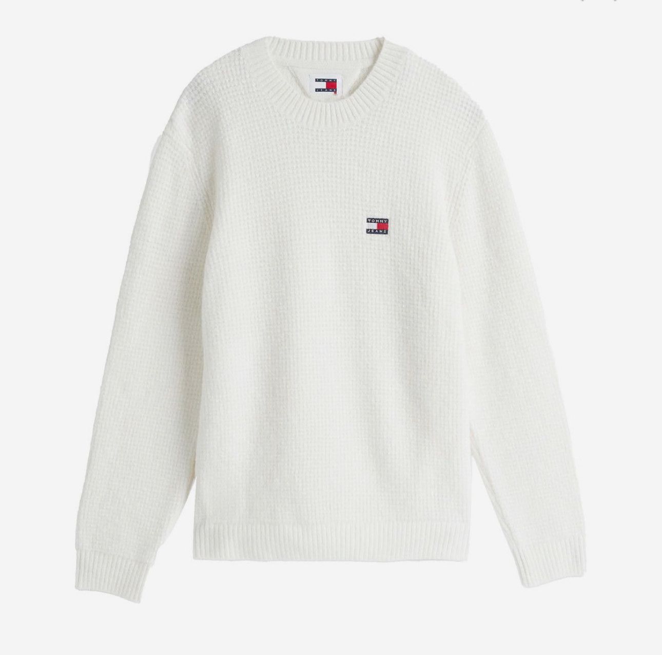 Tommy Hilfiger Tommy Jeans Waffle Knit Sweater White Melange Size L BNWT Size US L / EU 52-54 / 3 - 2 Thumbnail