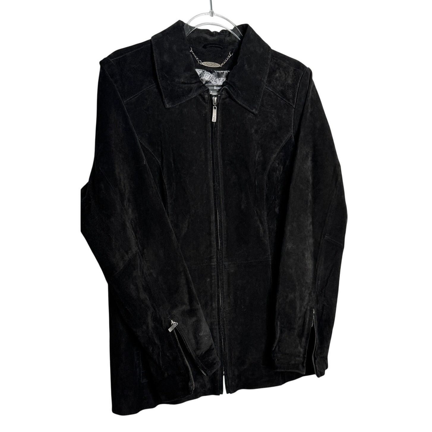 Vintage Y2K Dennis Basso Washable Black Suede Leather Jacket Medium Size M / US 6-8 / IT 42-44 - 3 Thumbnail