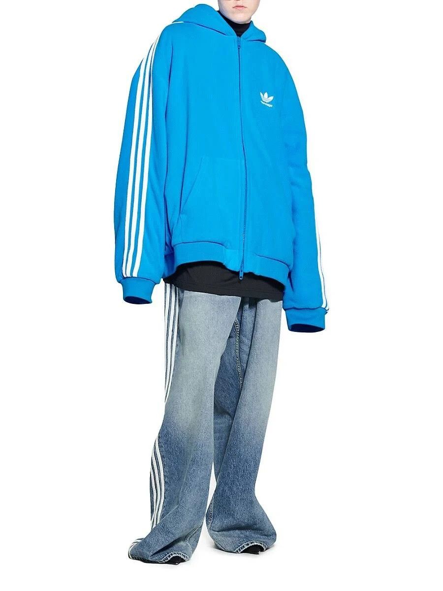 Adidas × Balenciaga o1bcso1str0924 Fleece Zip-Up Hoodie in Blue Size XS / US 0-2 / IT 36-38 - 2 Thumbnail