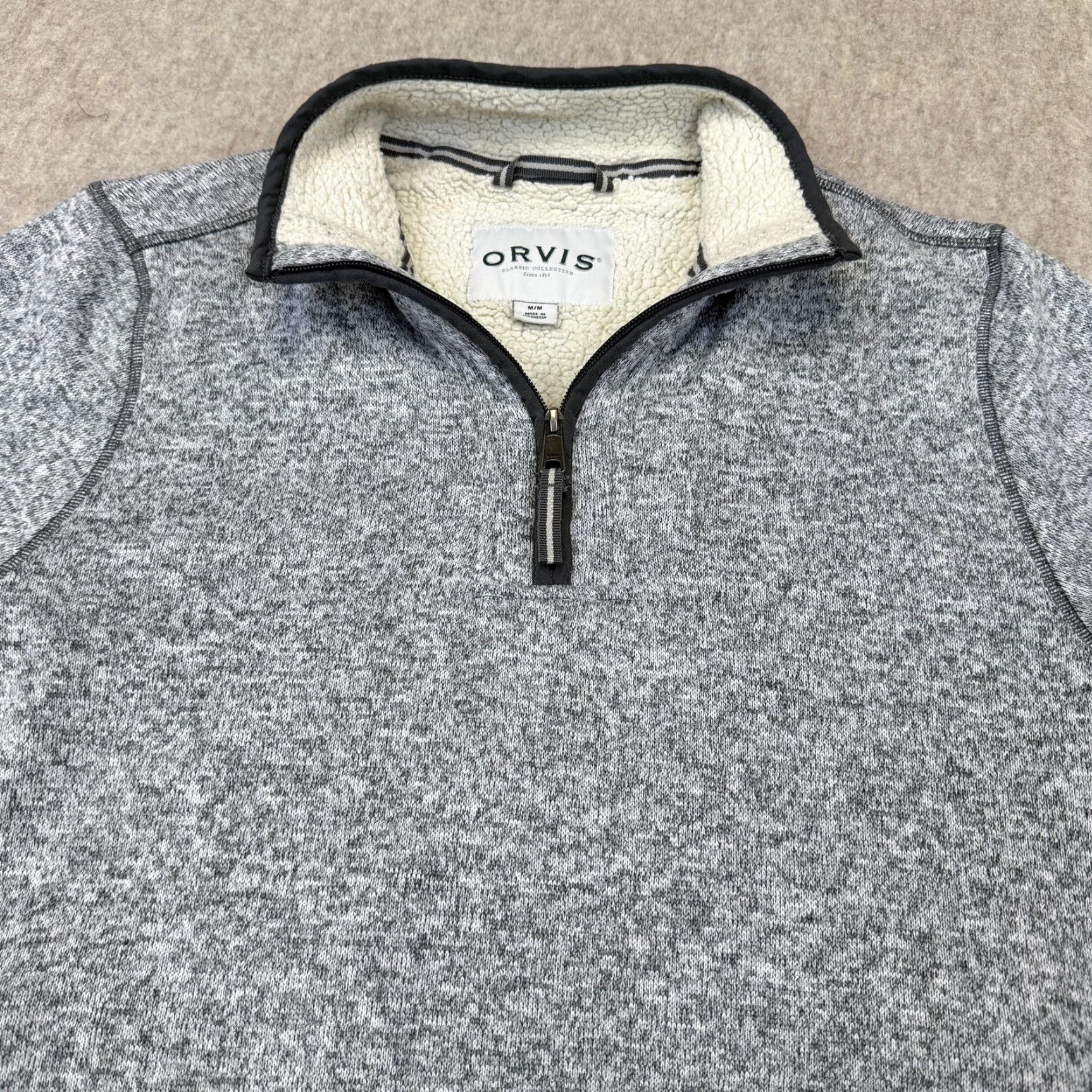 Orvis Orvis Sweater Mens Medium Gray 1/4 Zip Mock Neck Pullover Knit Lined Tight-Knit Size US M / EU 48-50 / 2 - 4 Thumbnail