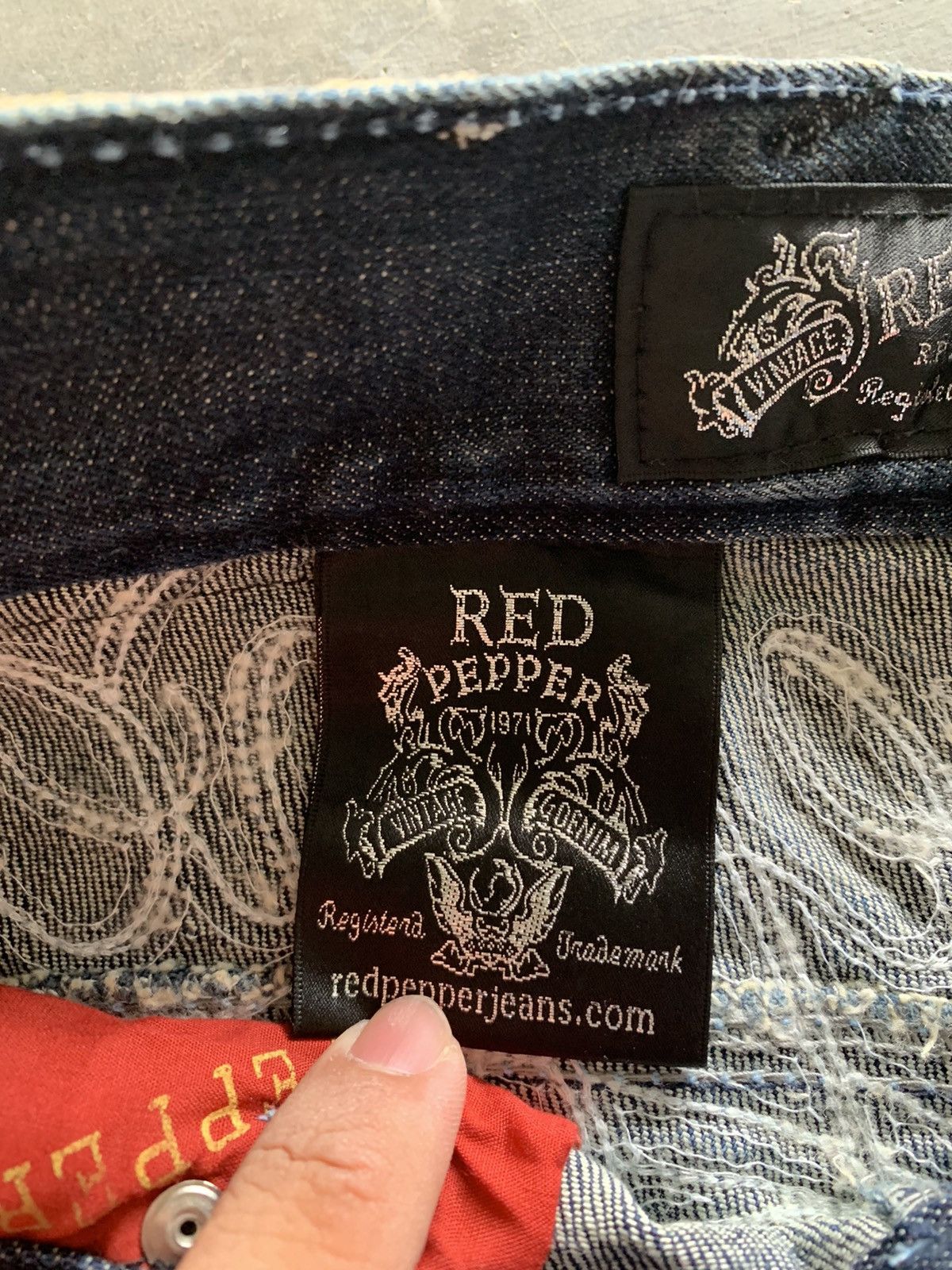 If Six Was Nine Y2K RED PEPPER rusty style rhinestone embroidery design Size US 32 / EU 48 - 12 Thumbnail