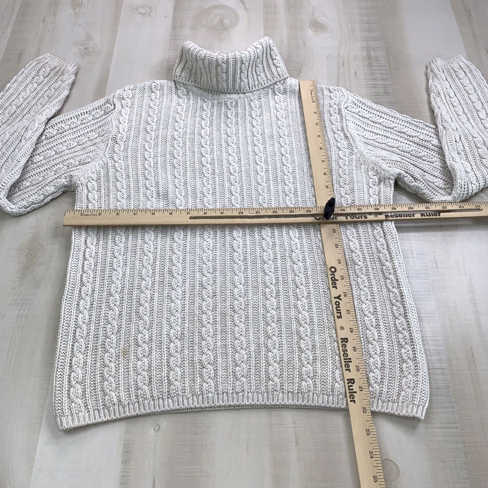 Talbots VINTAGE Talbots Cable-Knit Turtle Cowl Neck Sweater Beige Women's Medium Size M / US 6-8 / IT 42-44 - 4 Thumbnail