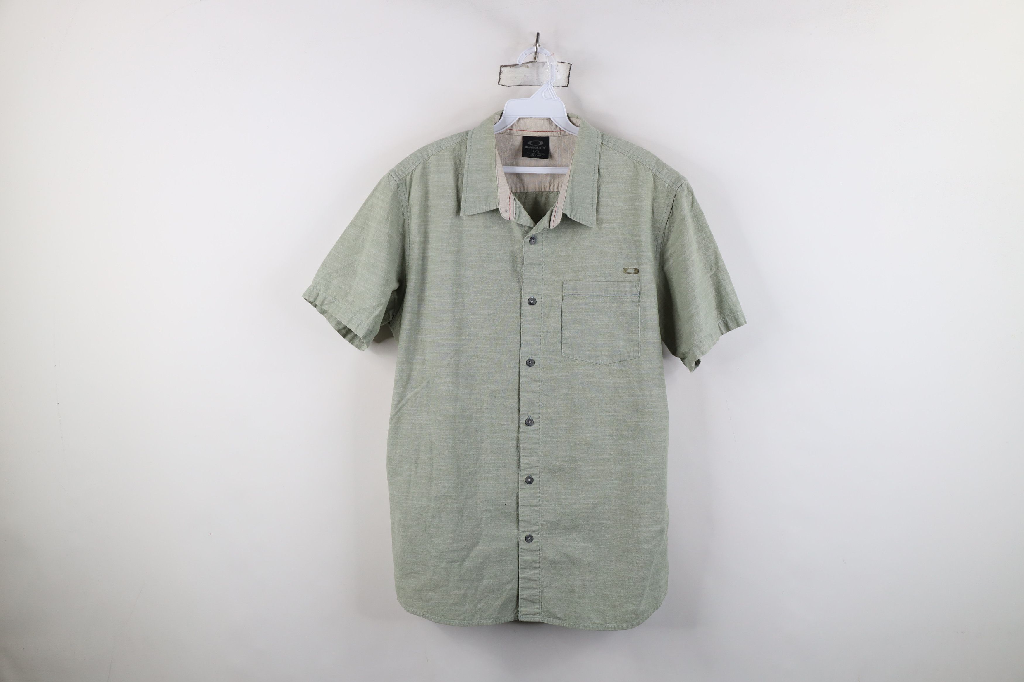Oakley Vintage Oakley O Logo Chambray Collared Button Shirt Green Size US L / EU 52-54 / 3 - 1 Thumbnail