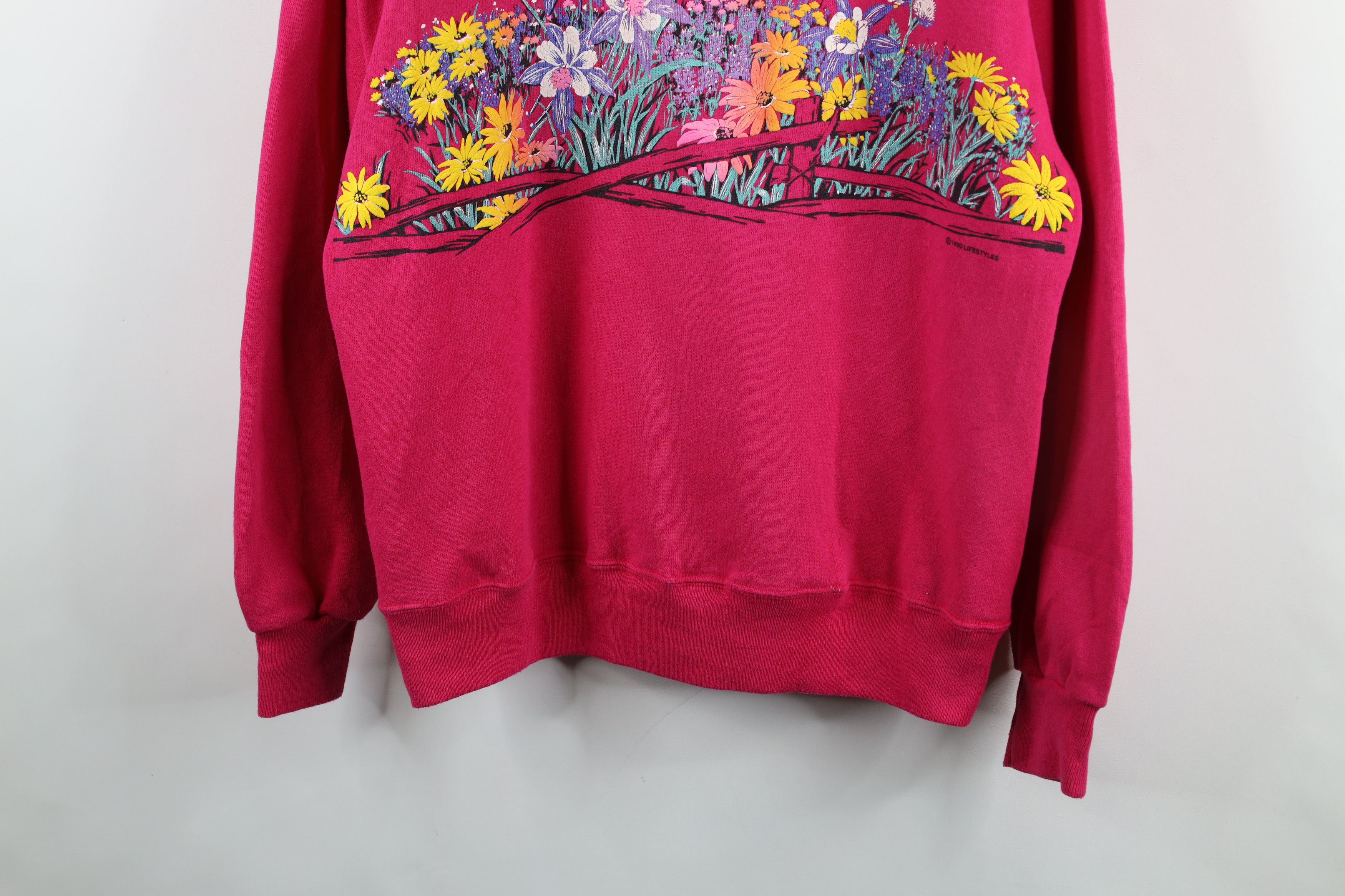 Vintage Vintage 90s Streetwear Flower Collared Sweatshirt USA Size L / US 10 / IT 46 - 3 Thumbnail