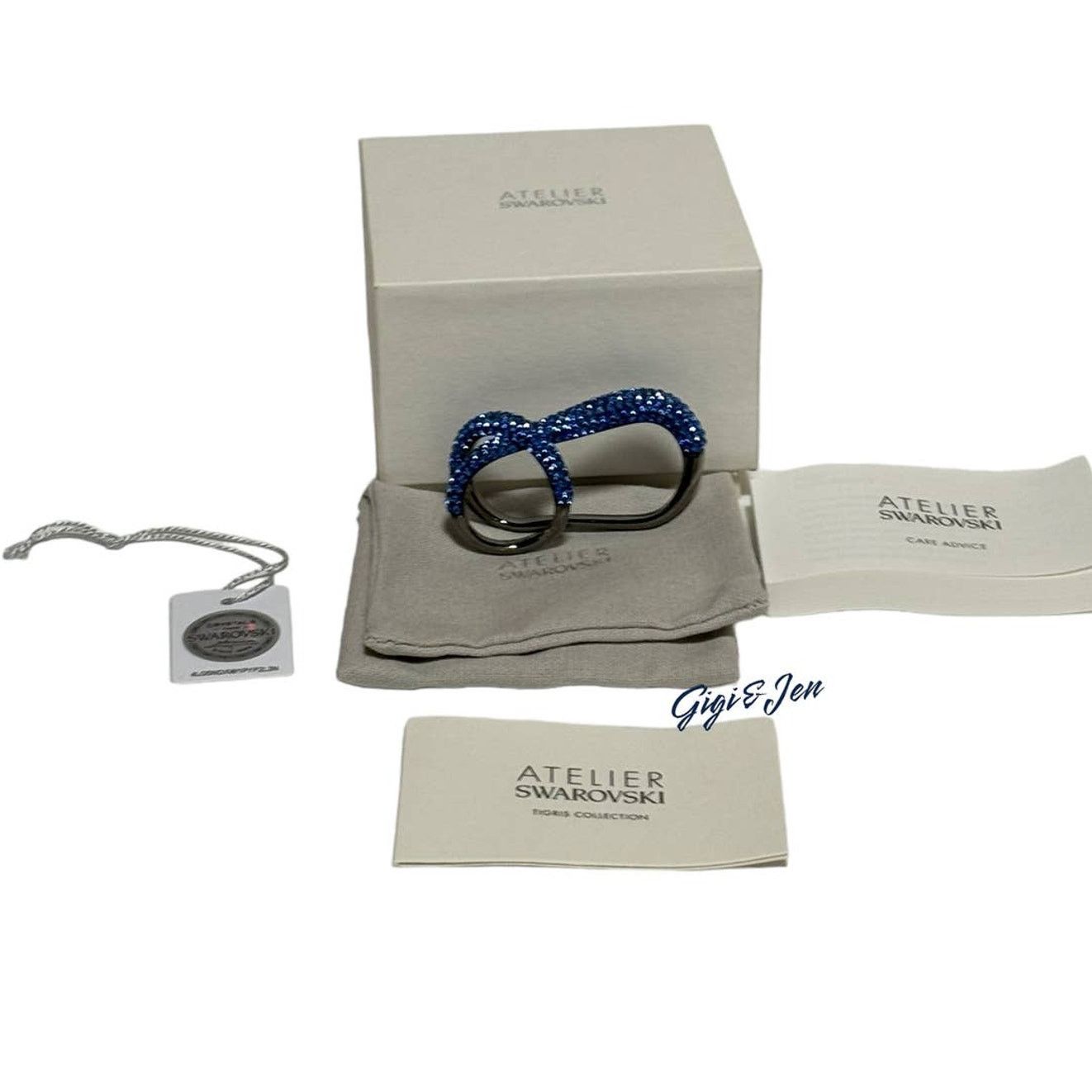 Swarovski Swarovski Tigris double ring Blue, Ruthenium plated Size 58 Size ONE SIZE - 4 Thumbnail