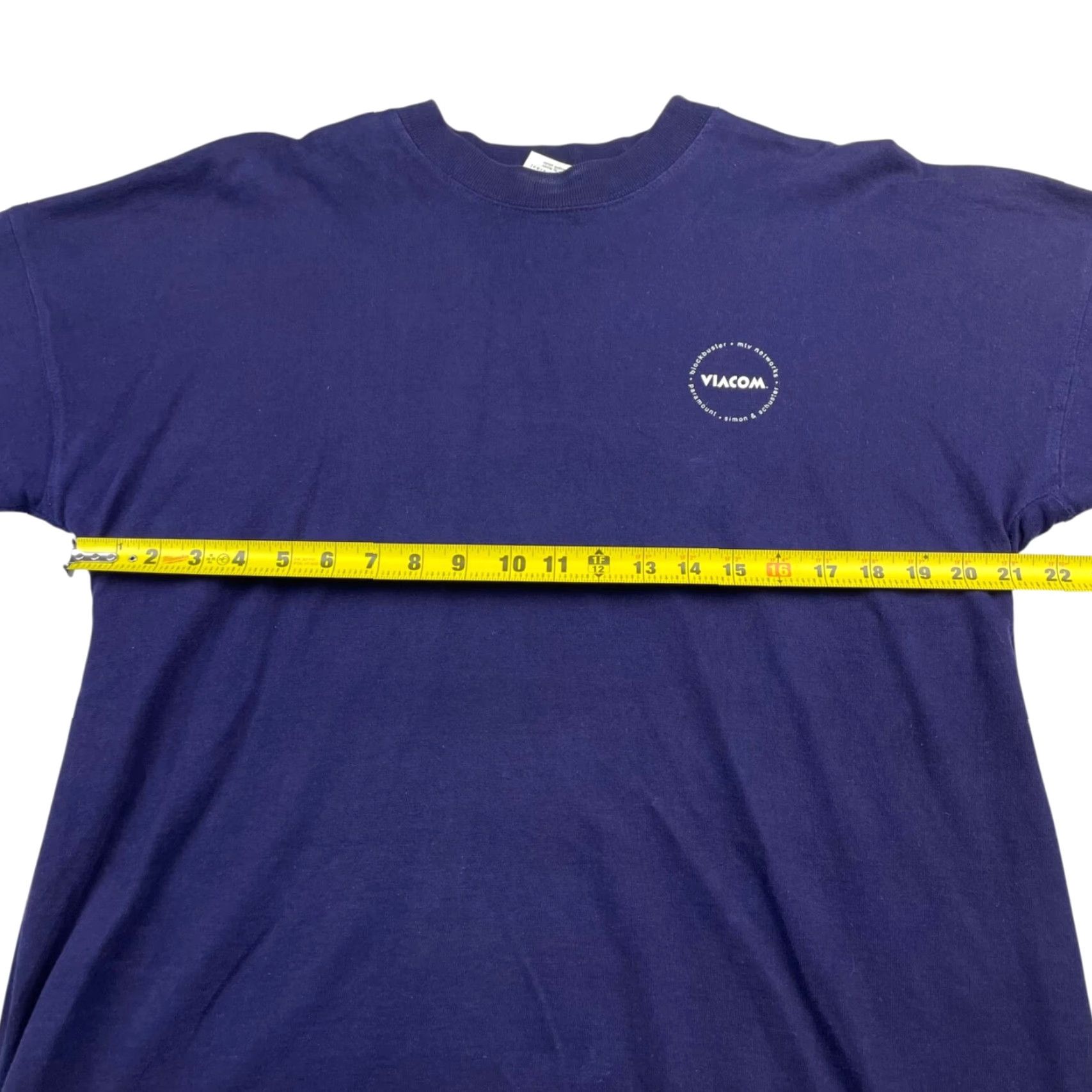 Vintage VTG Viacom MTV Blockbuster Video T-Shirt Long Sleeve Cotton Blue Mens One Size USA Size US M / EU 48-50 / 2 - 6 Thumbnail