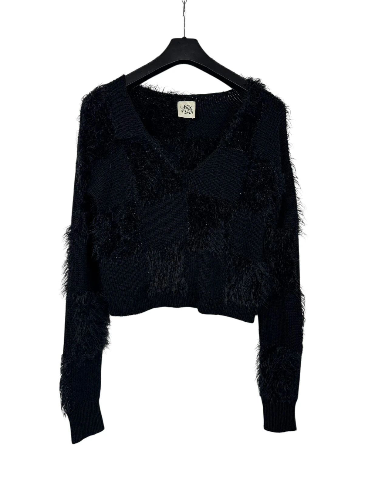 Other Attic and Barn Wool Sweater V-Neck Faux Fur Trim Size M / US 6-8 / IT 42-44 - 8 Thumbnail