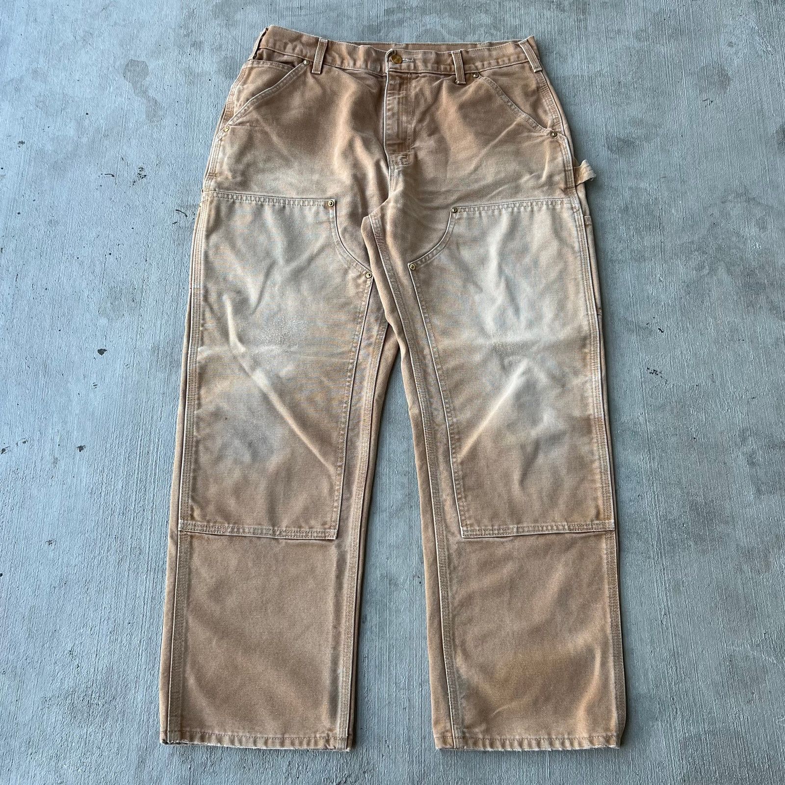 Carhartt × Vintage Carhartt faded brown double knee work wear carpenter pants Size US 32 / EU 48 - 1 Thumbnail