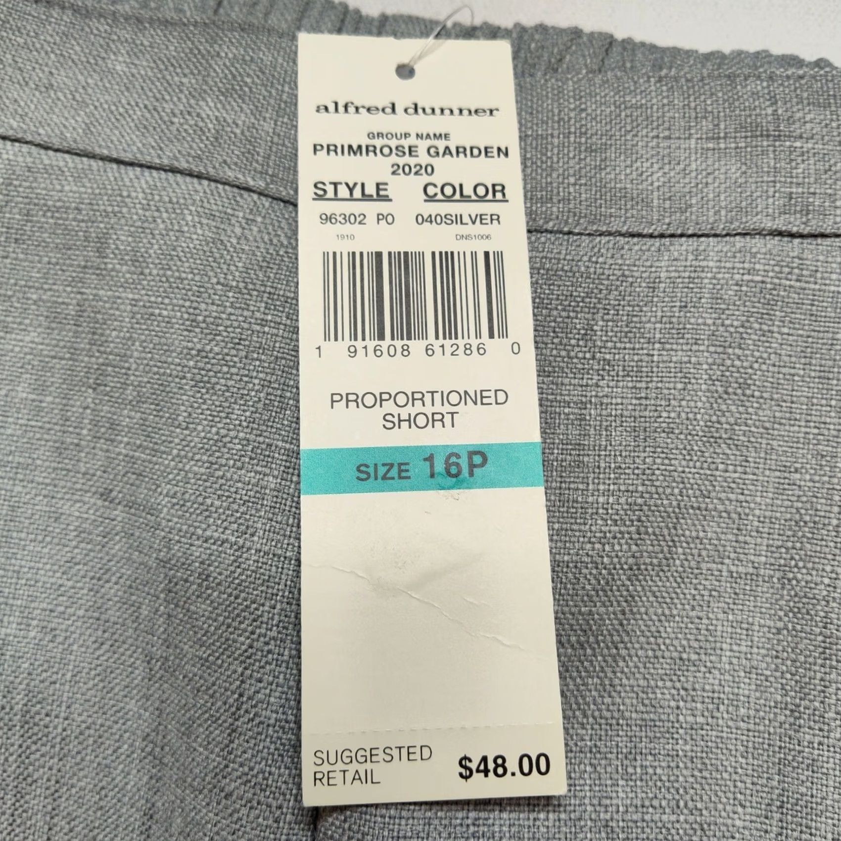 Vintage Alfred Dunner Primrose Garden Women's Petite 16P Pull On Silver Pants NEW Size 38" / US 16 / IT 52 - 3 Thumbnail