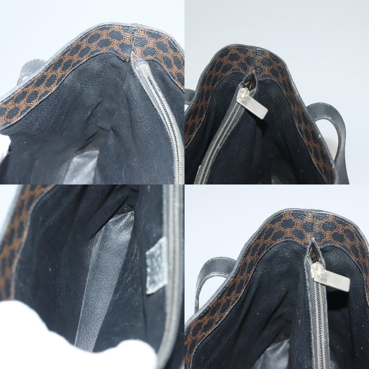 Celine CELINE Macadam Canvas Hand Bag Pvc Leather Black Gold Size ONE SIZE - 12 Thumbnail