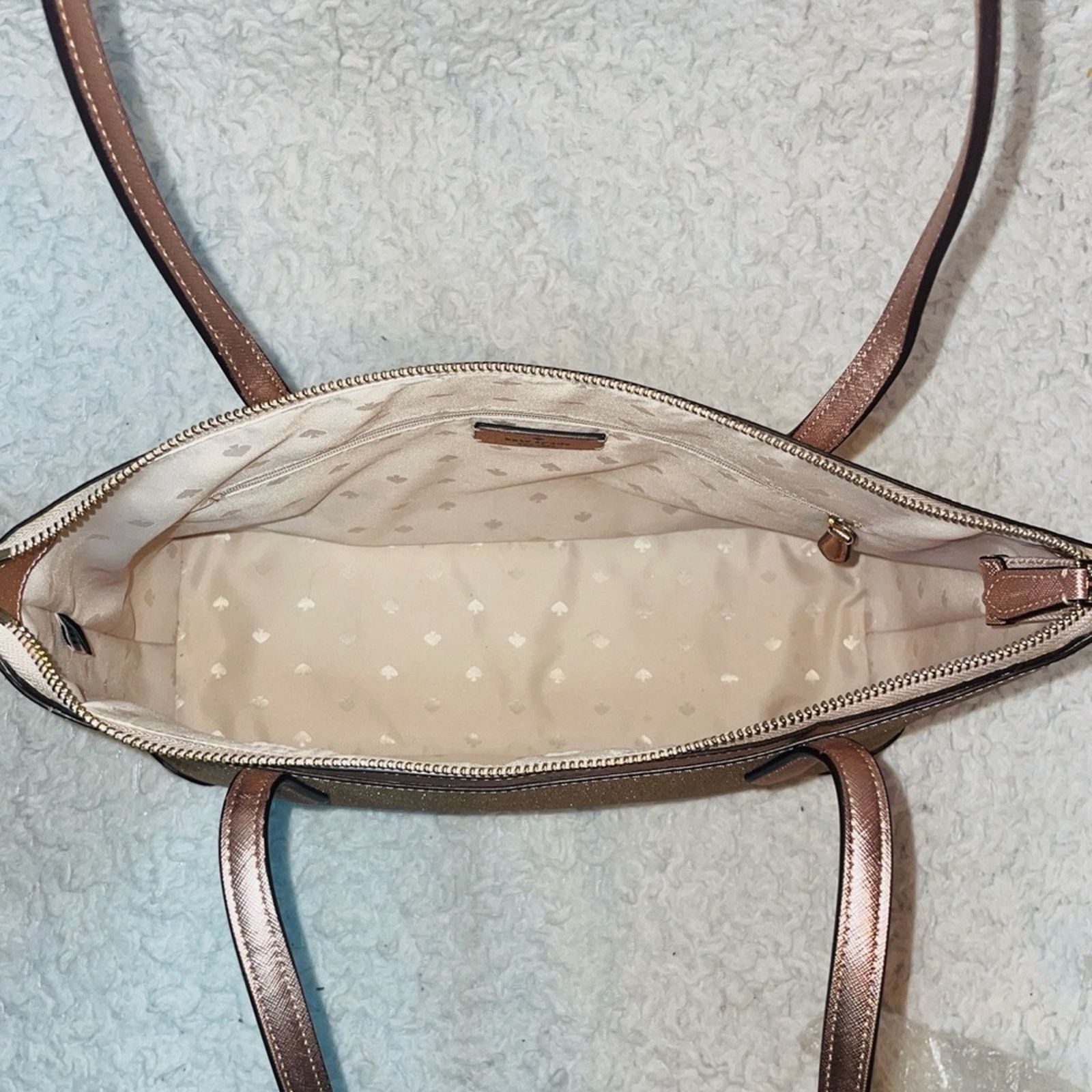 Kate Spade Kate Spade Rose Gold Glitter Zip Tote Bag Size ONE SIZE - 12 Thumbnail