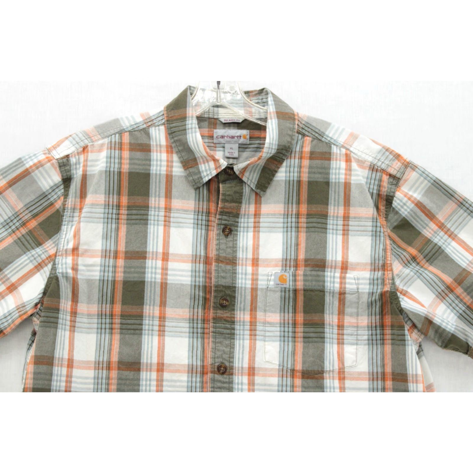 Carhartt Carhartt Shirt Mens XL Brown Plaid Short Sleeve Relaxed Fit Work Ranch Farmer Shirt Button-Up Casual Wear Mens XL Brown Plaid Workwear Size US XL / EU 56 / 4 - 2 Thumbnail