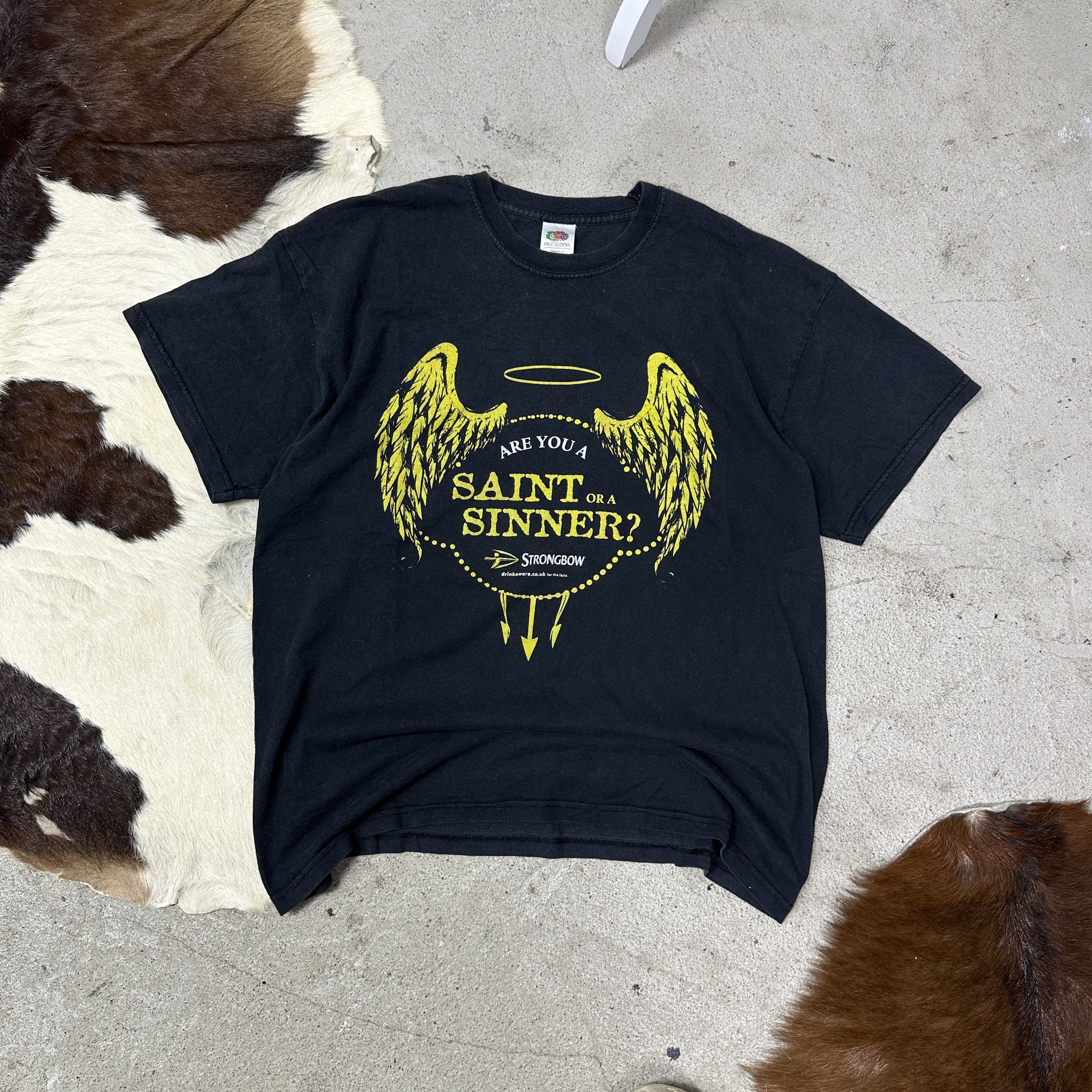 Vintage Vintage Saint or Sinner Strongbow Cider T-shirt Y2K Size US L / EU 52-54 / 3 - 3 Thumbnail