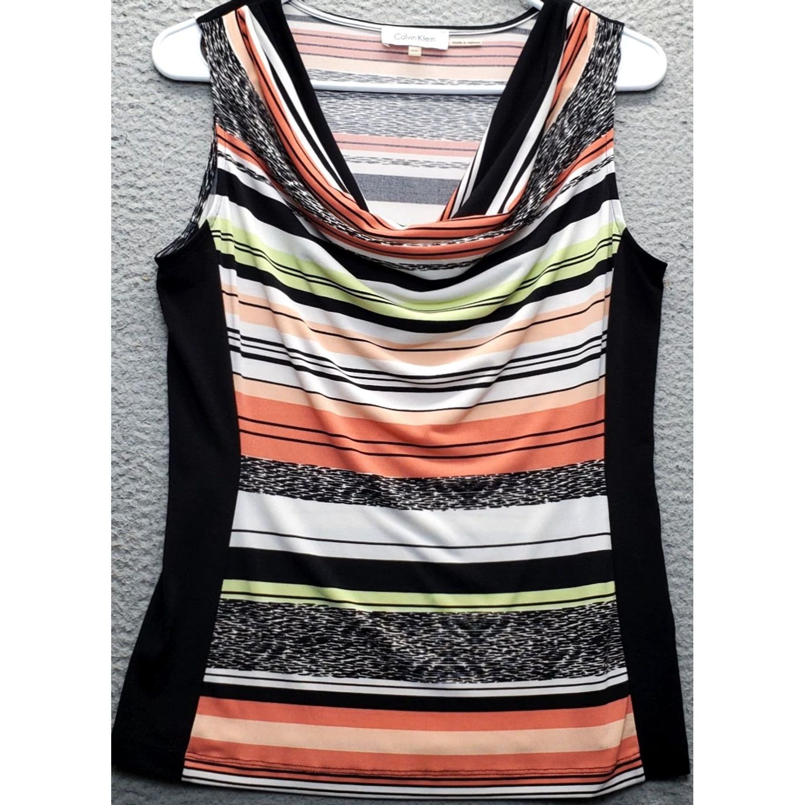 Calvin Klein Calvin Klein Tank Top Womens XS Multicolor Striped Stretch Sleeveless Cowl Neck Shirt Womens XS Multicolor Striped Tank Size XS / US 0-2 / IT 36-38 - 2 Thumbnail