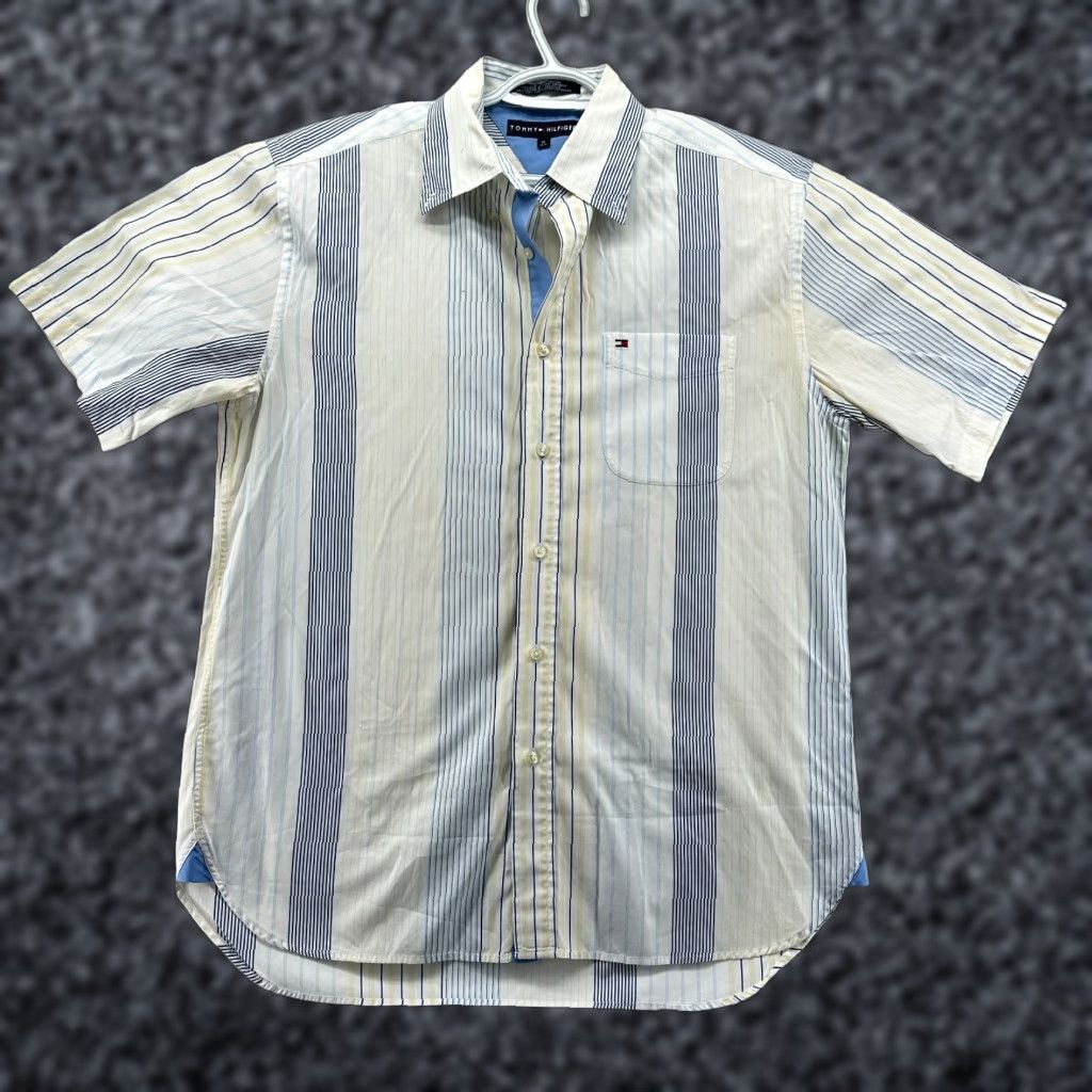 Tommy Hilfiger Tommy Hilfiger Button-Up Shirt Multicolor Men's Medium Striped Short Sleeve Size US M / EU 48-50 / 2 - 1 Thumbnail