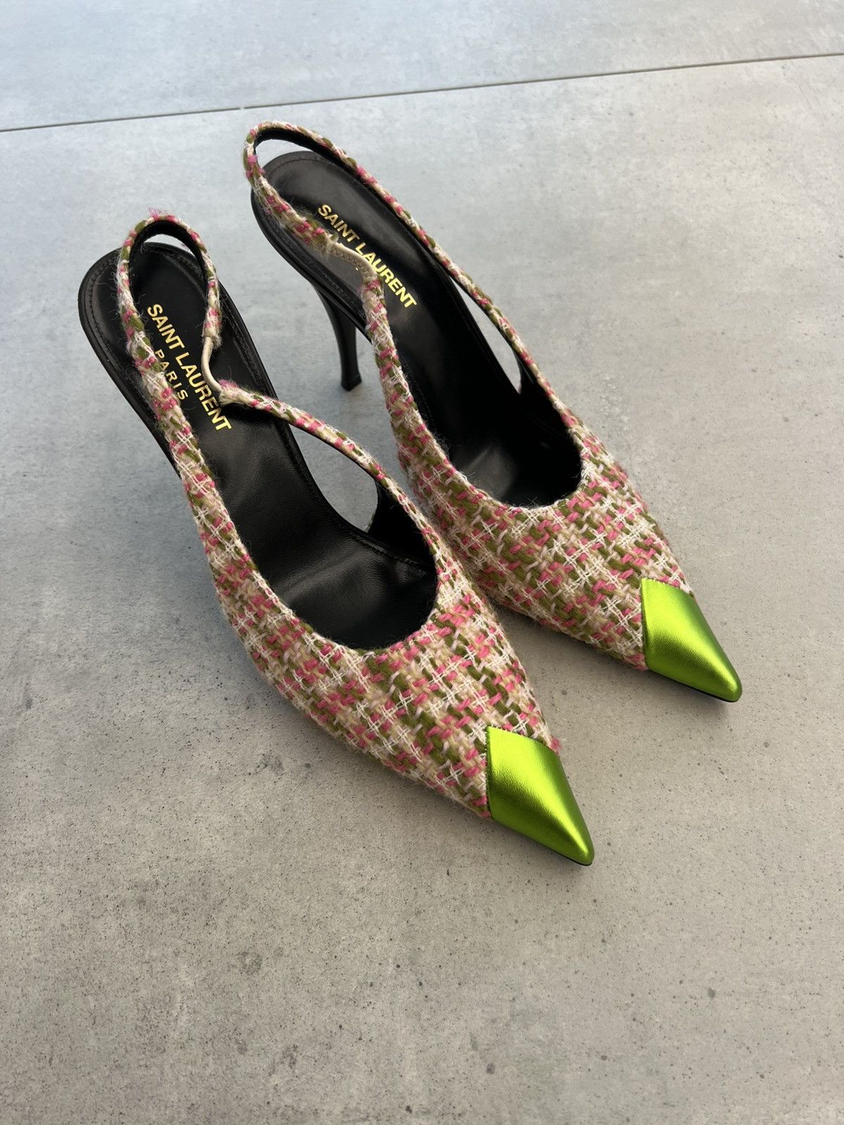 🔥$1.1K VALUE🔥Saint Laurent Vesper Tweed Pump Shoes