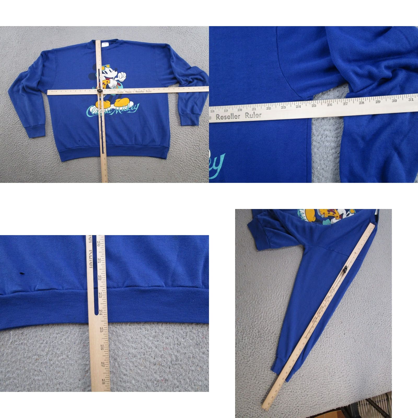 Disney VTG Mickey Mouse Beach Classic Pullover Crewneck Sweatshirt Disney Men L Blue 90s 80s Graphic Print Sports Hooded Size US L / EU 52-54 / 3 - 8 Thumbnail