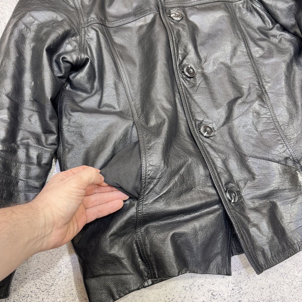 Vintage Vintage Saki Black Leather Jacket M size (48) Size US M / EU 48-50 / 2 - 6 Thumbnail