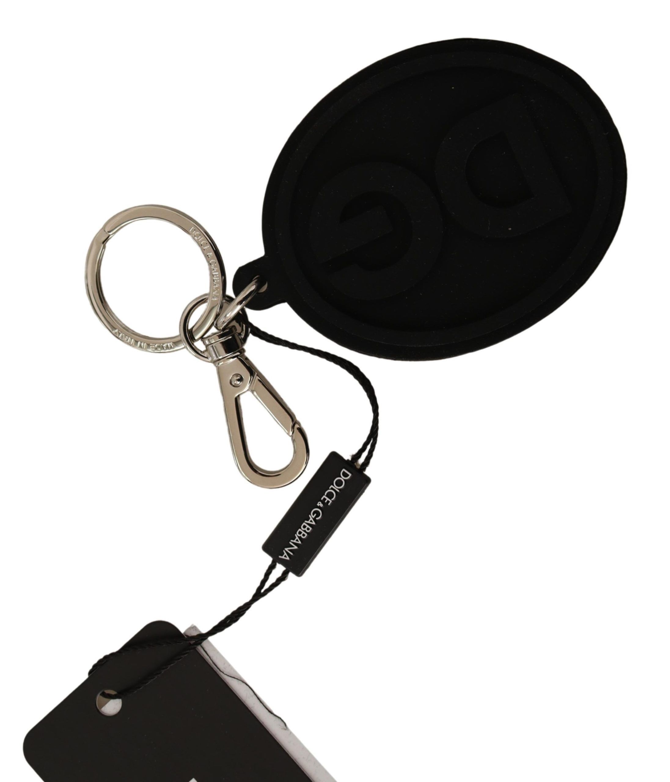 Dolce & Gabbana Chic Black Rubber & Brass Logo Men's Keychain Size ONE SIZE - 1 Thumbnail