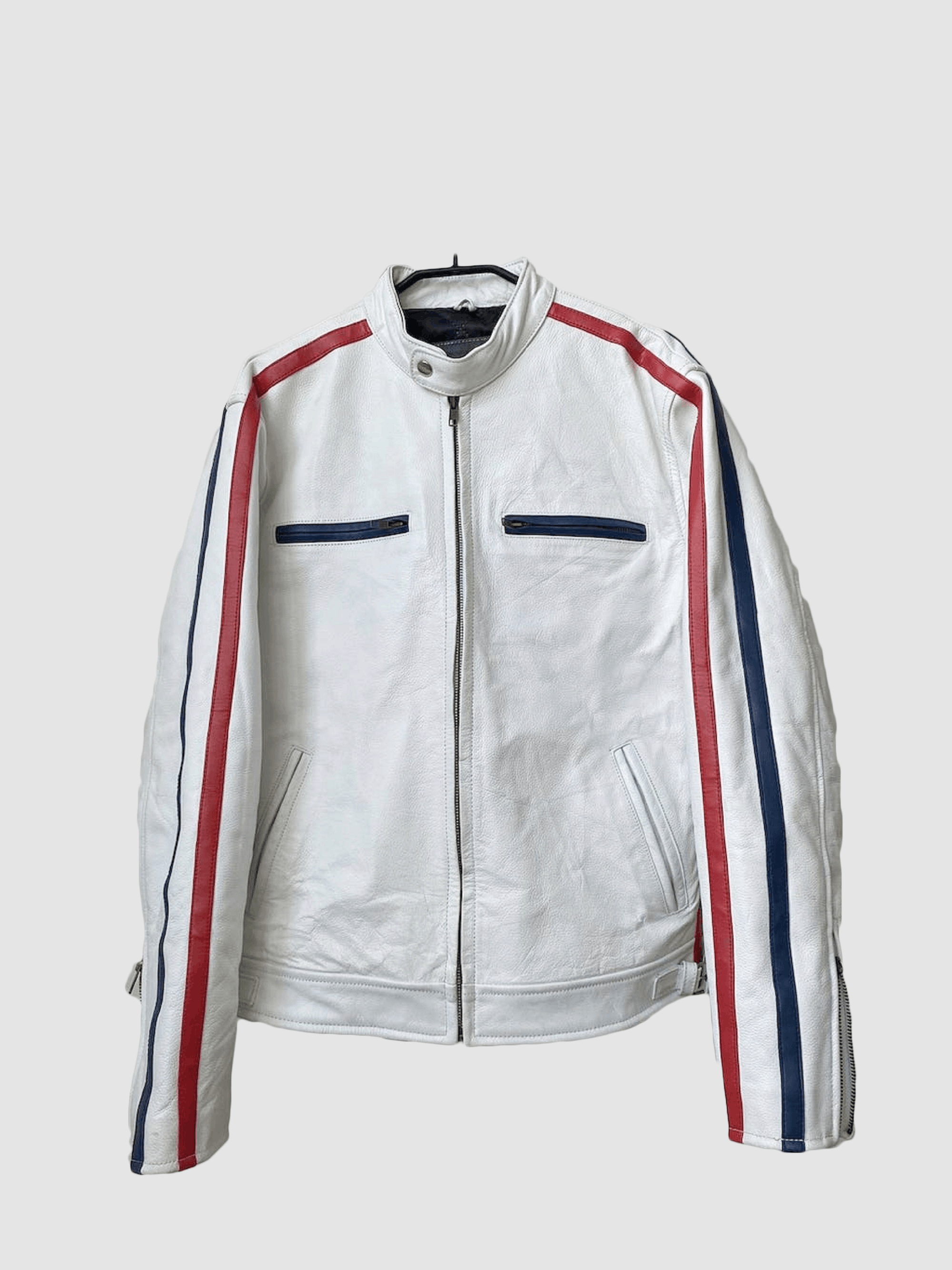 Leather Men's White Streetwear Leather Jacket Zip up Y2K Size US L / EU 52-54 / 3 - 1 Thumbnail