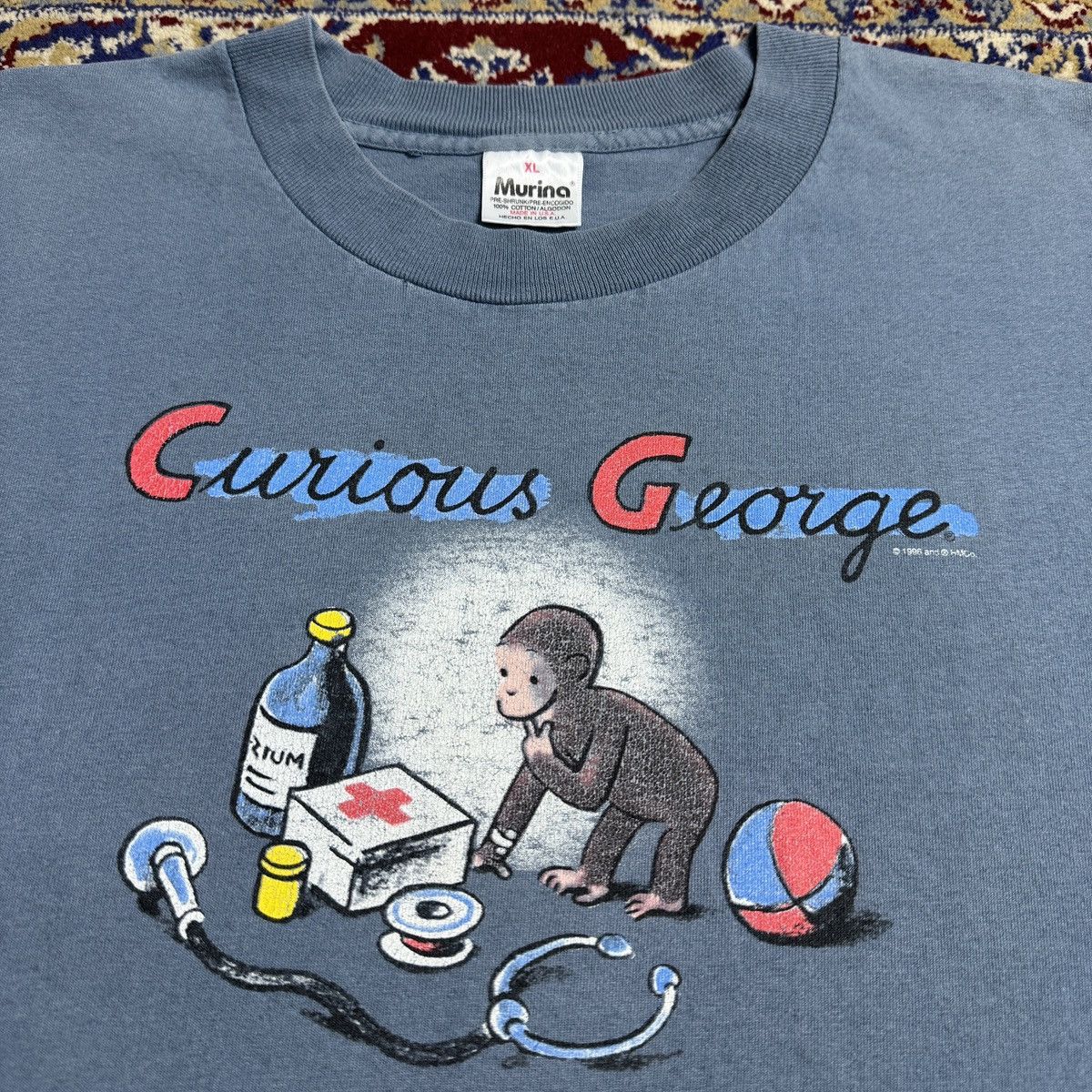 Cartoon Network 1998 Curious George Doctor monkey 90s kids show comics tee Size US XL / EU 56 / 4 - 1 Thumbnail