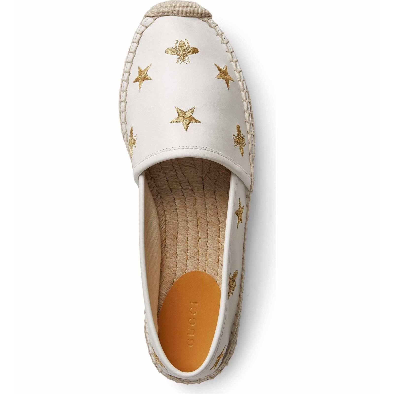 Gucci Gucci Pilar White Leather Gold Bee Star Embroidered Logo Size US 7 / IT 37 - 6 Thumbnail