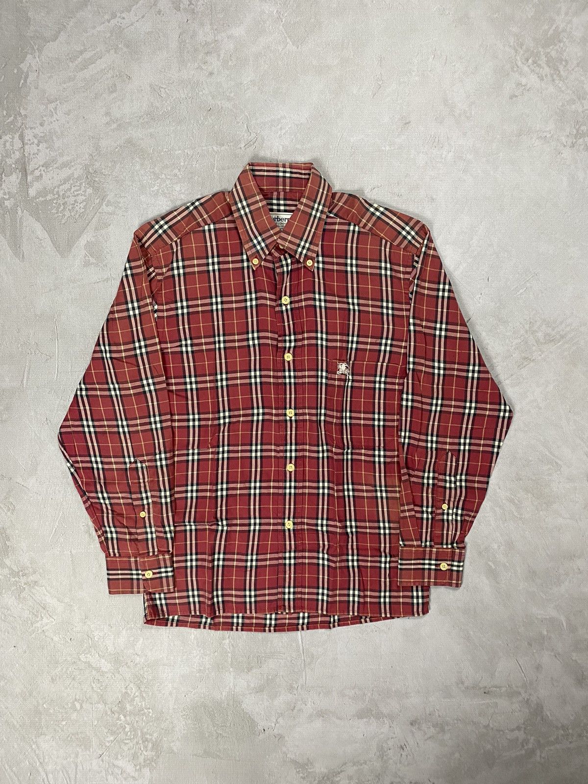 image of Burberrys Nova Check Button Shirt in Red, Men's (Size Small)