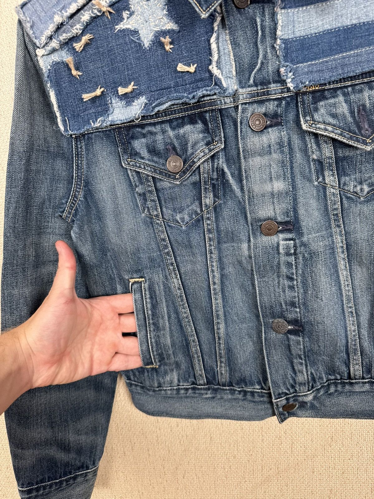 Polo Ralph Lauren Polo Ralph Lauren Patchwork Denim Trucker Jacket Sz XS Size XS / US 0-2 / IT 36-38 - 12 Thumbnail