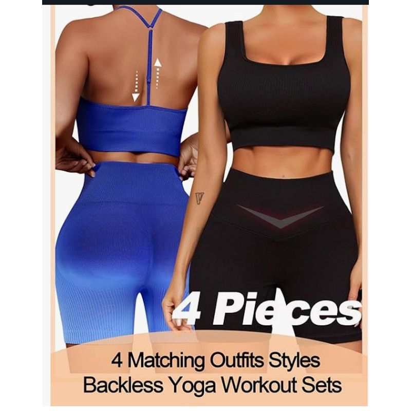 The Unbranded Brand 2 Workout Outfits Set 4pc Tank Sport Bra High Waist SMALL Size S / US 4 / IT 40 - 2 Thumbnail