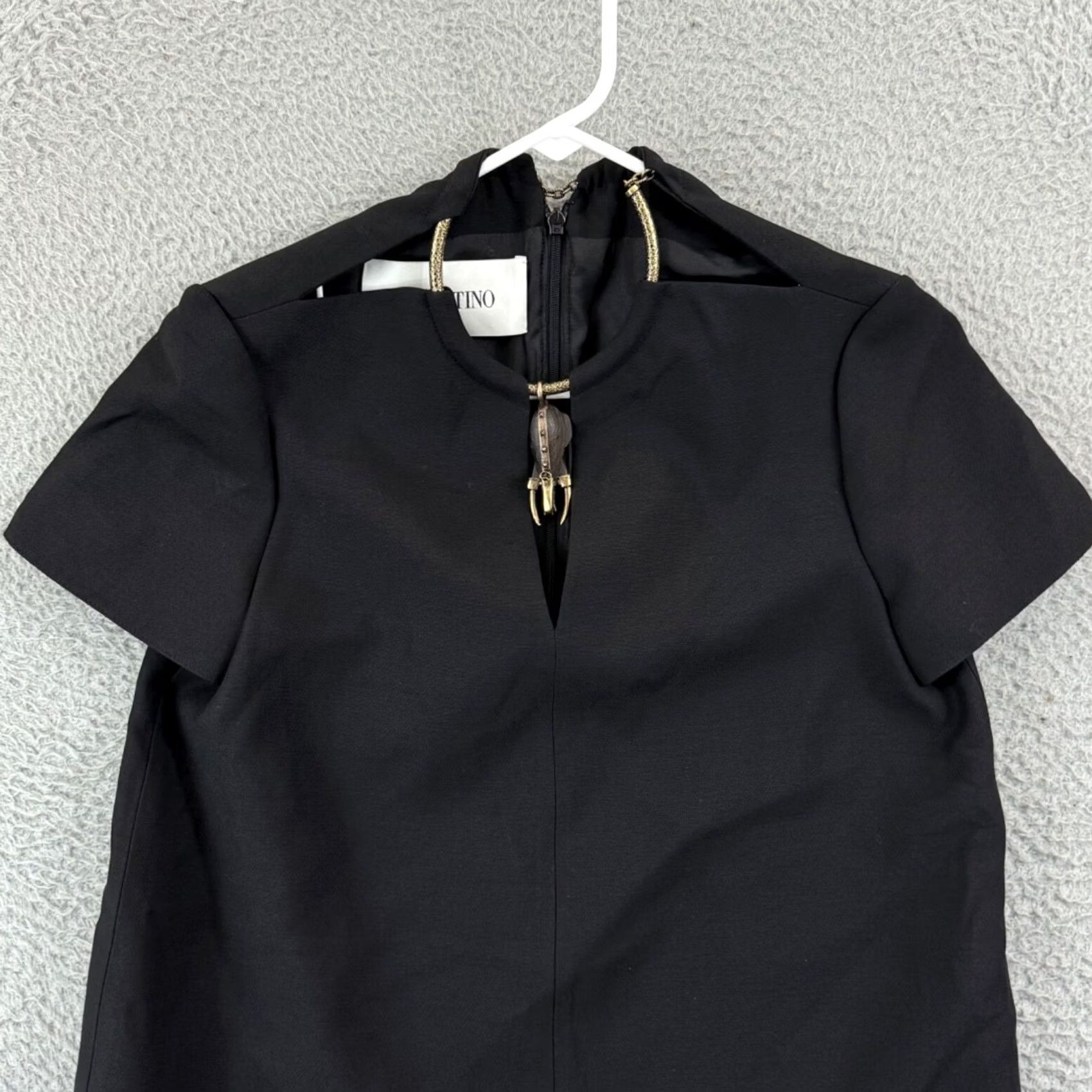 Valentino VINTAGE Valentino Spa Dress Women 4 Black Crepe Couture A Line Mini Zip Wool Silk Sheath Size S / US 4 / IT 40 - 3 Thumbnail