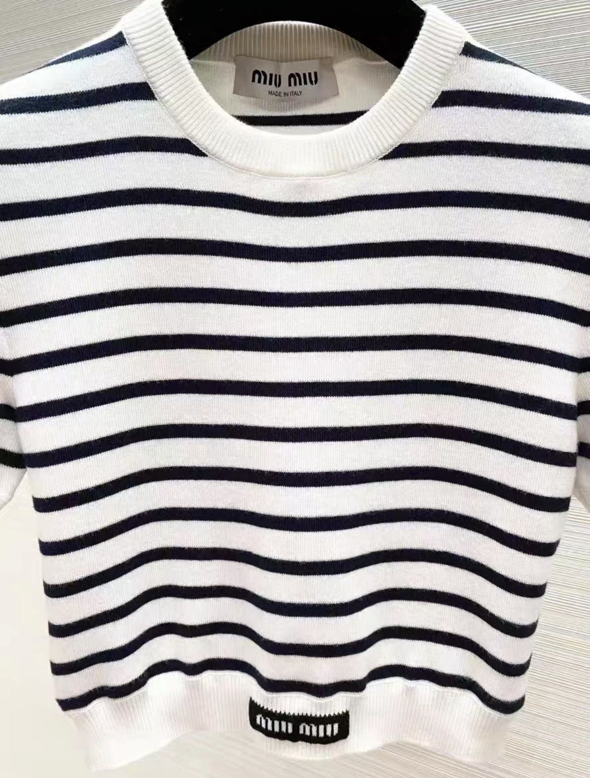 Miu Miu Miu Miu Classic Striped Short Sleeve Knit Top J33 Size XS / US 0-2 / IT 36-38 - 3 Thumbnail