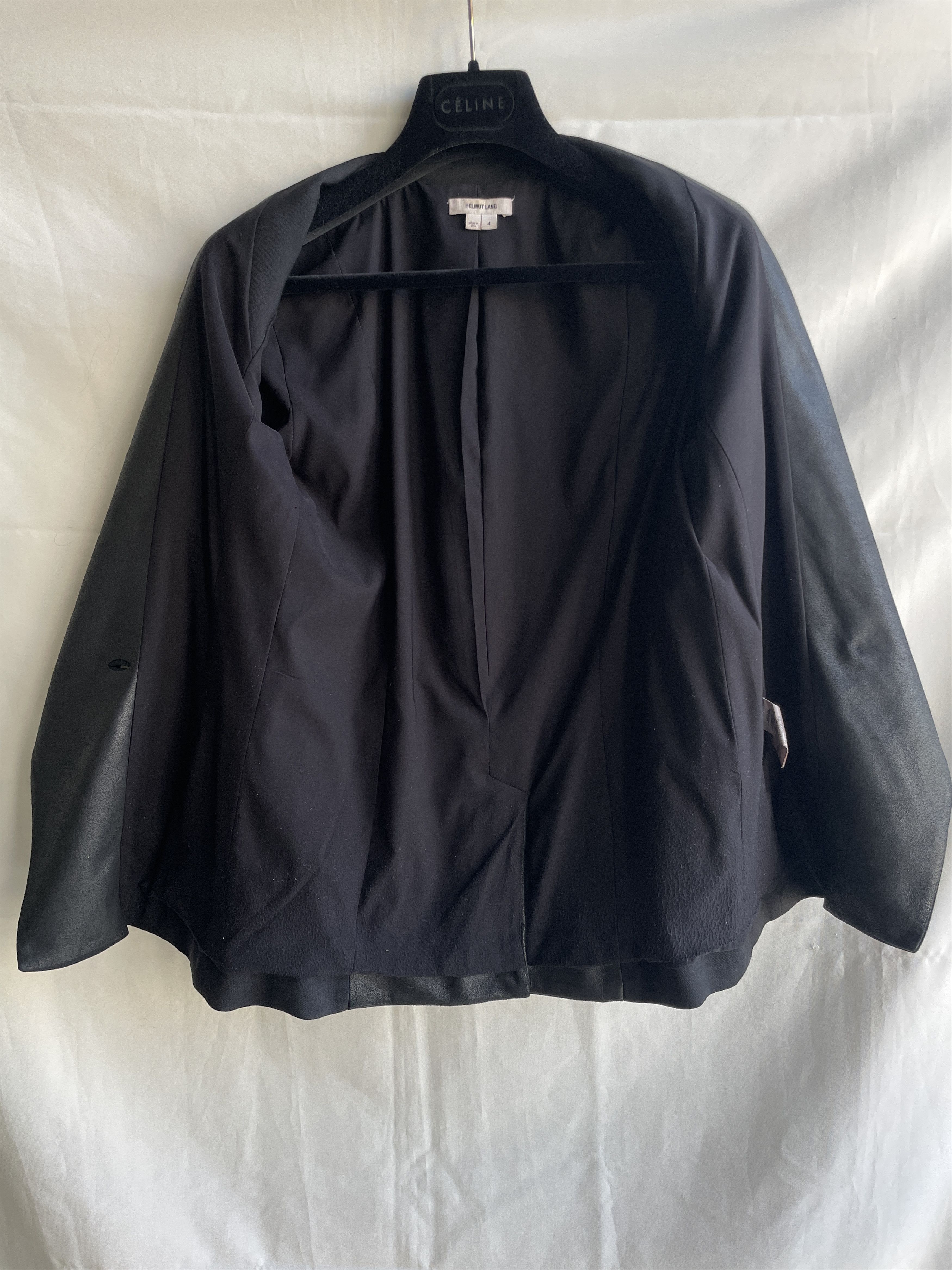 Helmut Lang Helmut Lang Leather Wool Ruched Sleeves Blazer Size S / US 4 / IT 40 - 4 Thumbnail