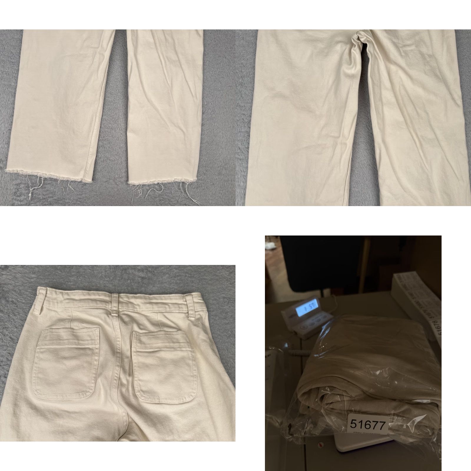 Vintage Free Assembly Jeans Womens 4 Beige Wide-Leg High Rise Raw Hem Cotton 27x26 Size 27" / US 4 / IT 40 - 10 Thumbnail