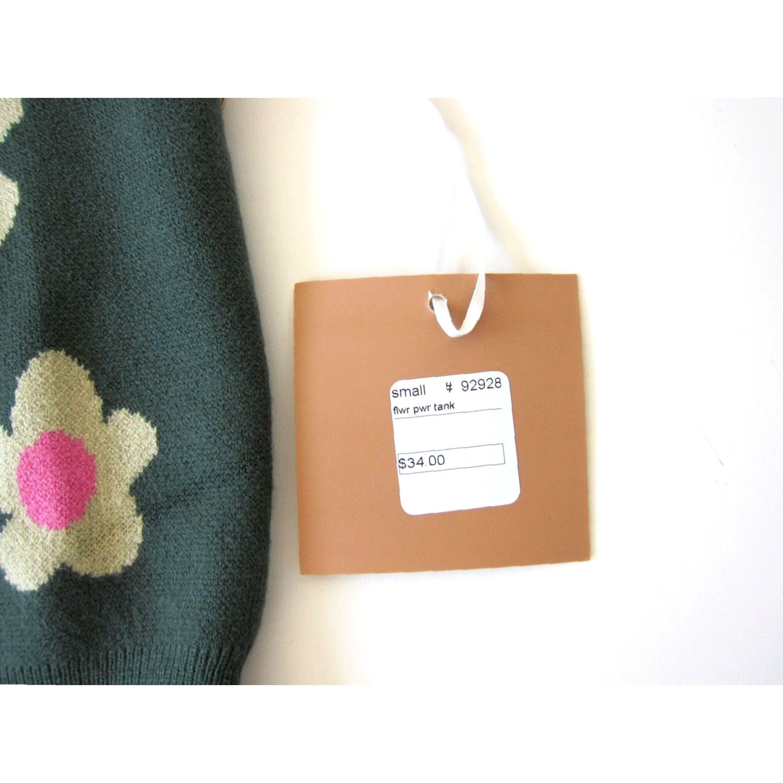 Vintage NWT Bailey Rose Green Pink Daisy Flower Power Tight Knit Crop Tank Blouse Small Size S / US 4 / IT 40 - 4 Thumbnail