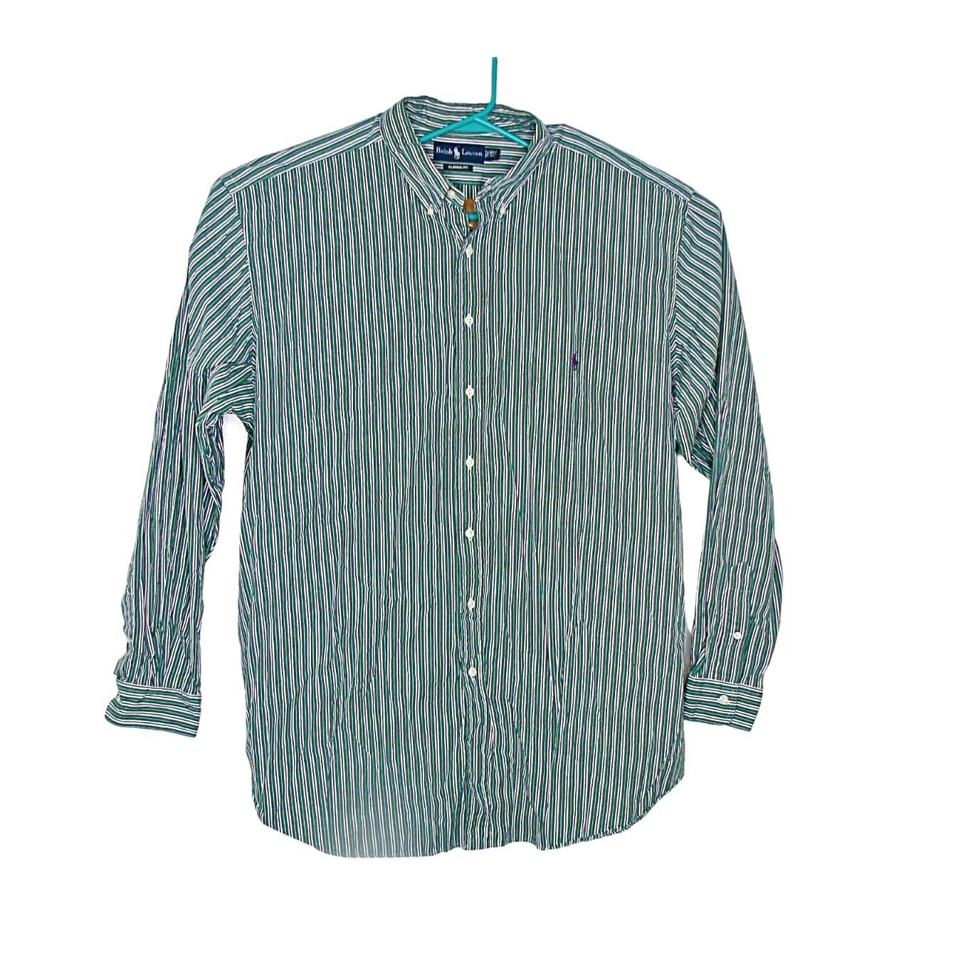 Ralph Lauren Ralph Lauren Mens 3XT Classic Fit Dress Shirt Green Stripe ...