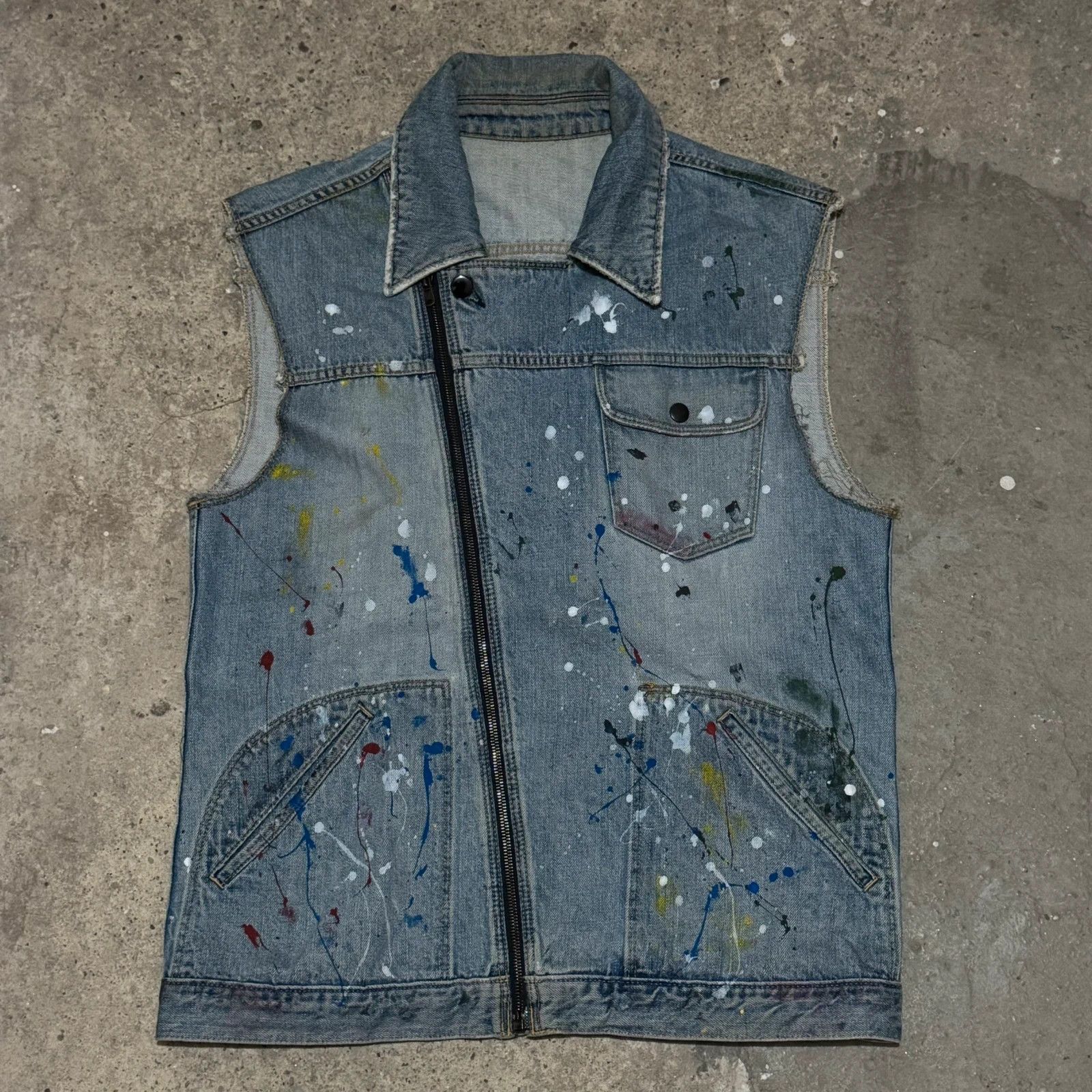 Number (N)ine S/S 2006 Number Nine paint splatter biker denim vest Size US L / EU 52-54 / 3 - 1 Thumbnail