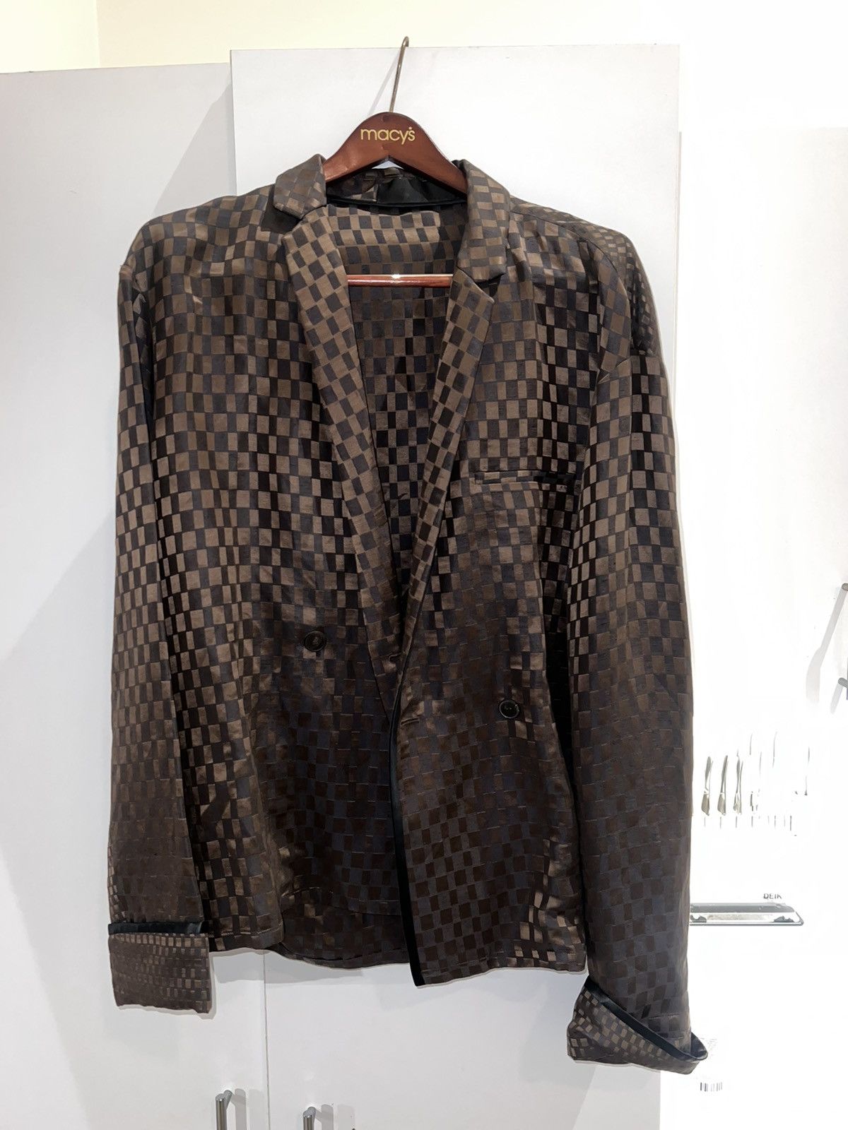 Pre-owned Haider Ackermann Haider Ackerman Brown Silk Checkered Blazer/shirt