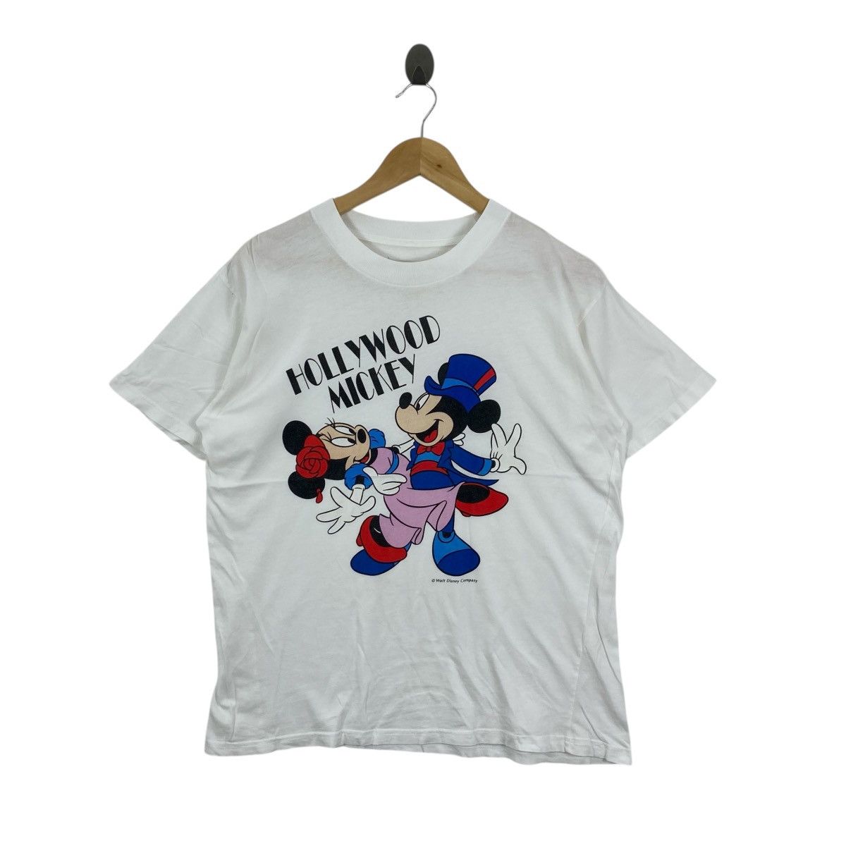 Vintage 80s Hollywood Mickey Minnie Disney Vtg Tee White L Size US L / EU 52-54 / 3 - 1 Thumbnail