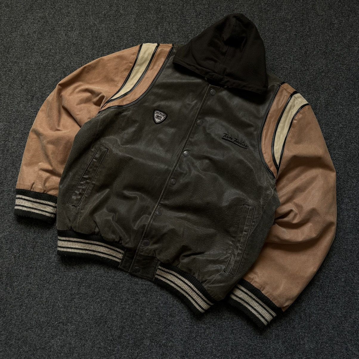 20471120 VTG Mans Leather Jacket With Hood Tom Tailor Size XL Hype Size US XL / EU 56 / 4 - 9 Thumbnail