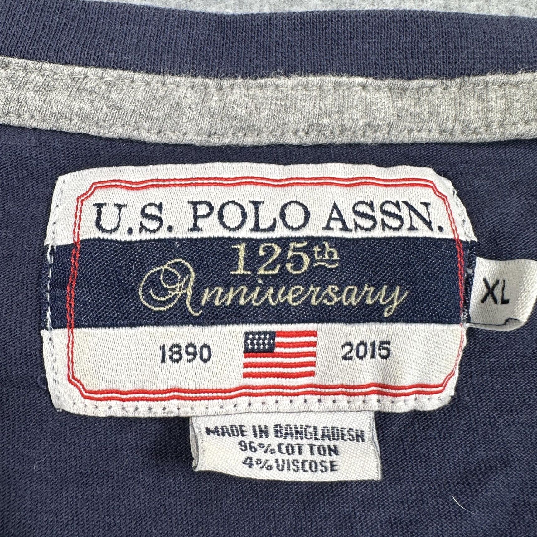 U.S. Polo Assn. US Polo Assn Shirt Mens XL Blue Gray Colorblock 125th Anniversary Patch Tee Size US XL / EU 56 / 4 - 4 Thumbnail