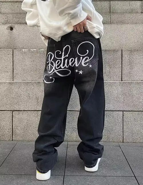 VIBE Vintage washed letter print rare jeans Size US 34 / EU 50 - 8 Thumbnail