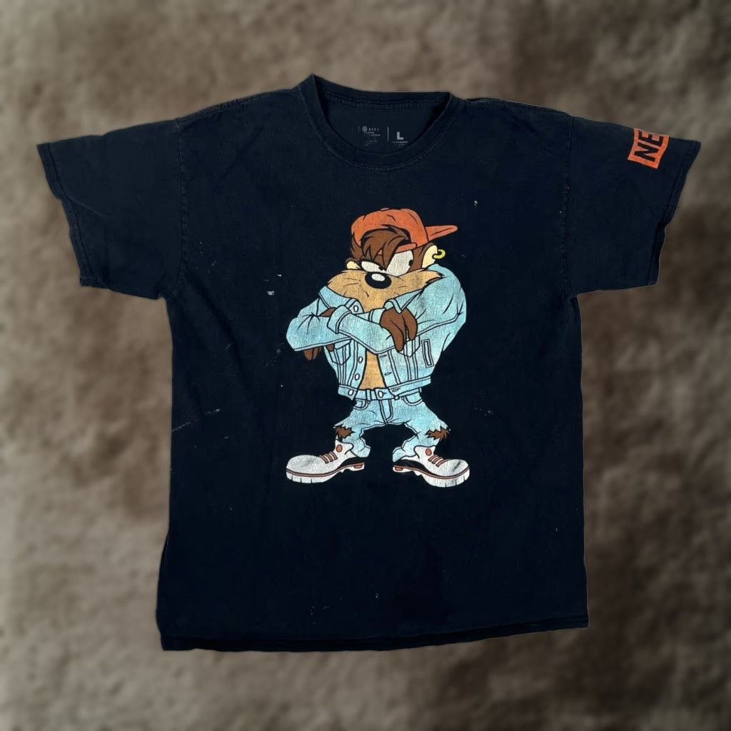 Vintage VINTAGE Neff T-Shirt Mens Large Black Taz Looney Tunes Graphic Cartoon Crew Neck Short Sleeve Streetwear Hip Hop Tee Size US L / EU 52-54 / 3 - 1 Thumbnail