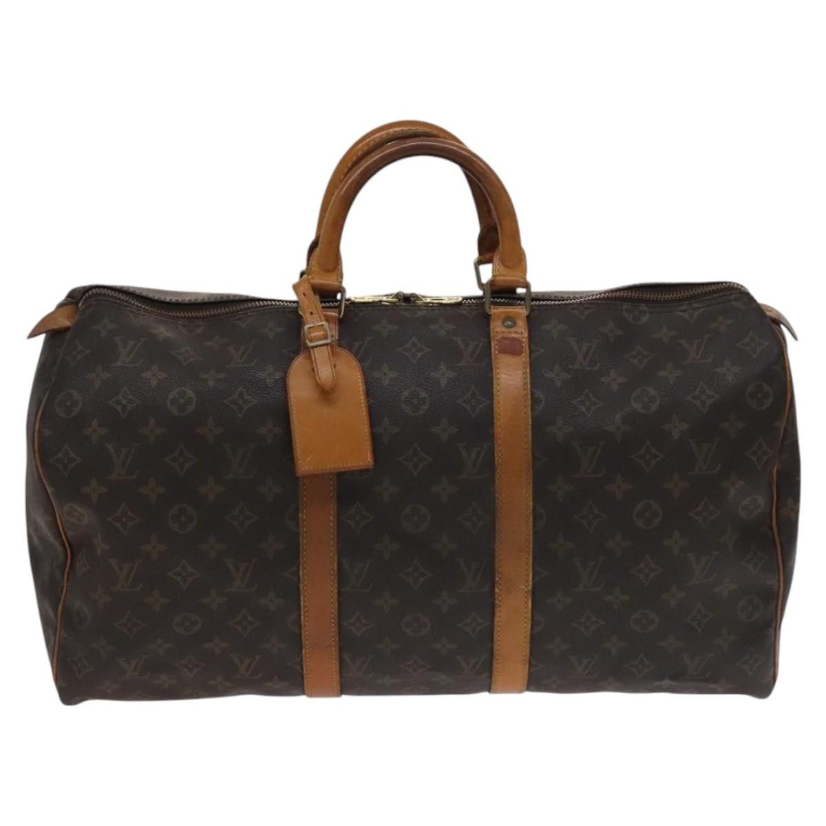 Keepall 50 Brown Canvas Travel Bag (Pre-Owned)