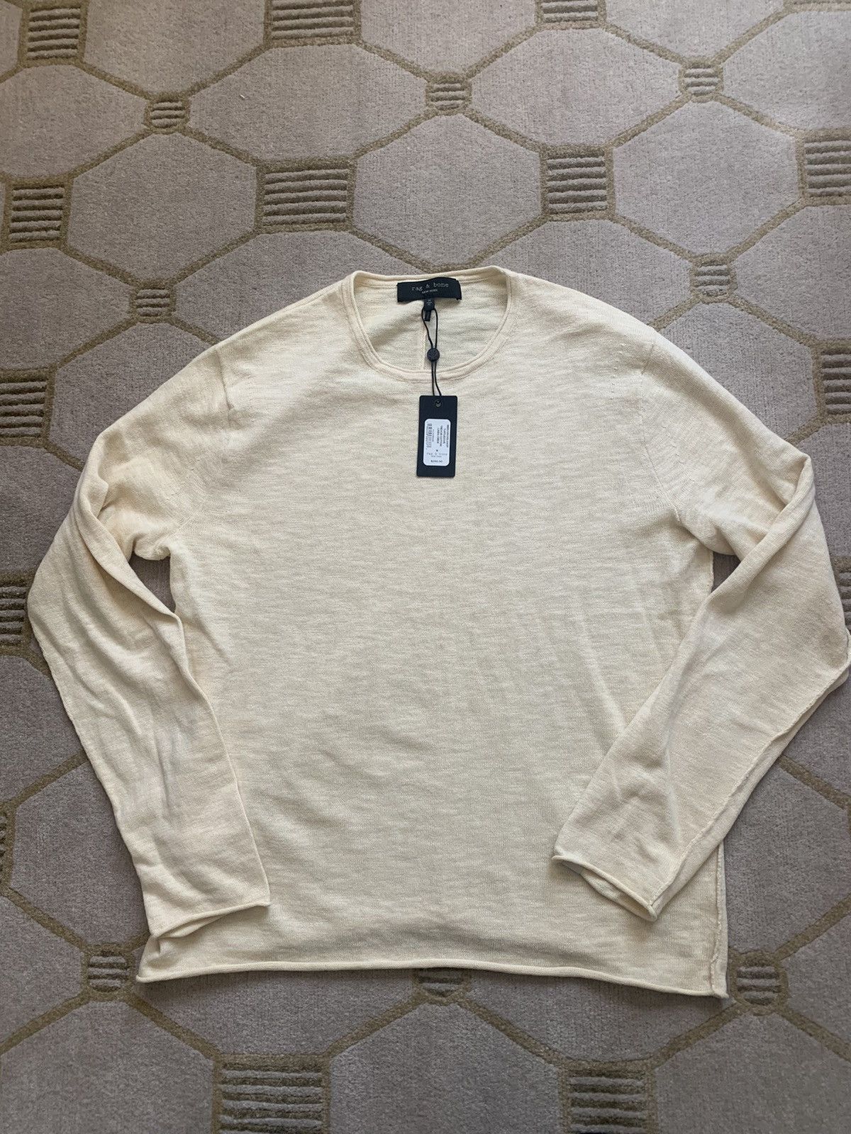 image of Rag Bone NWT Trevor Cotton-Linen Crew In Turtledove, Men's (Size Medium)