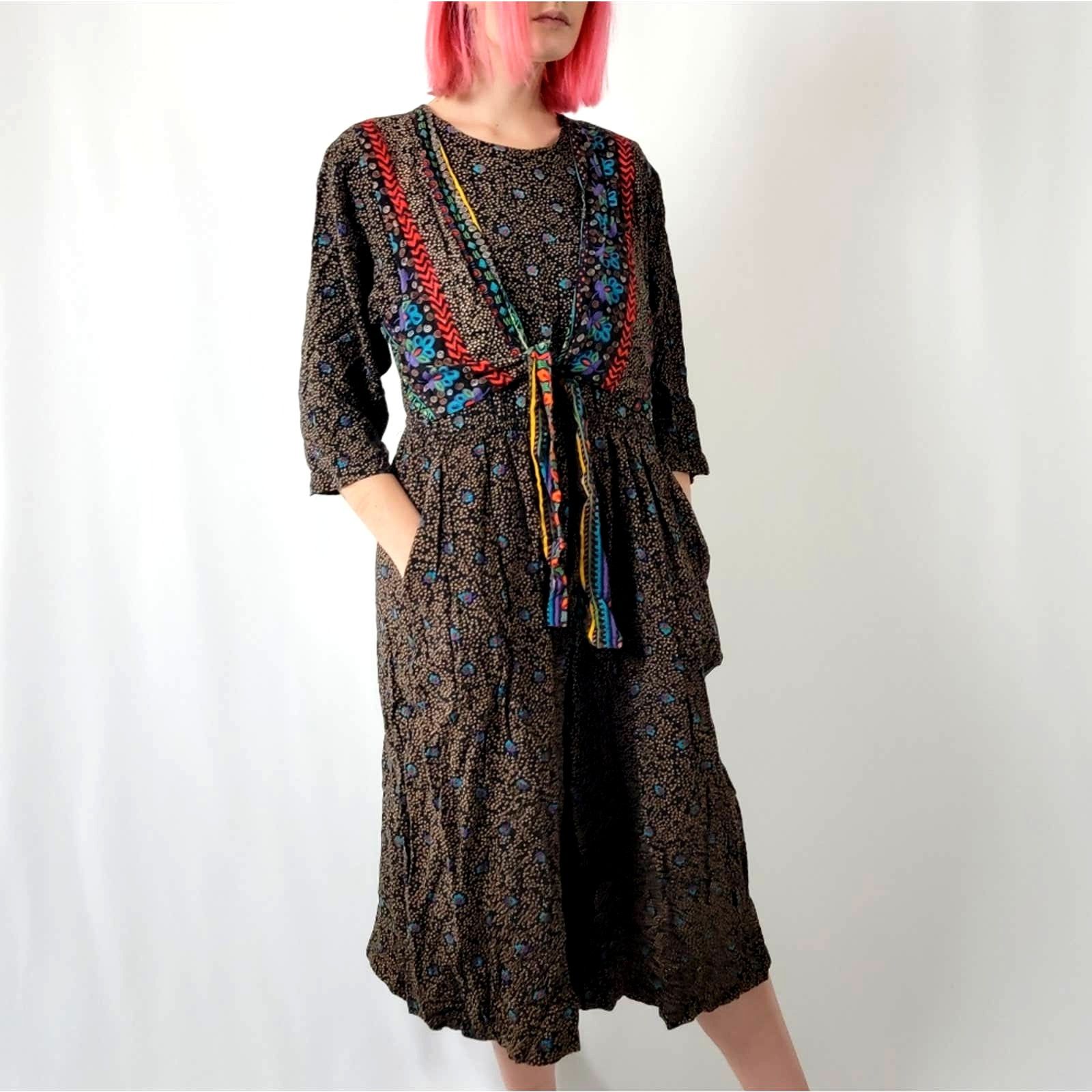 Vintage Vintage 90s Boho Cottagecore Romper Jumpsuit - M Size 28" / US 6 / IT 42 - 1 Thumbnail