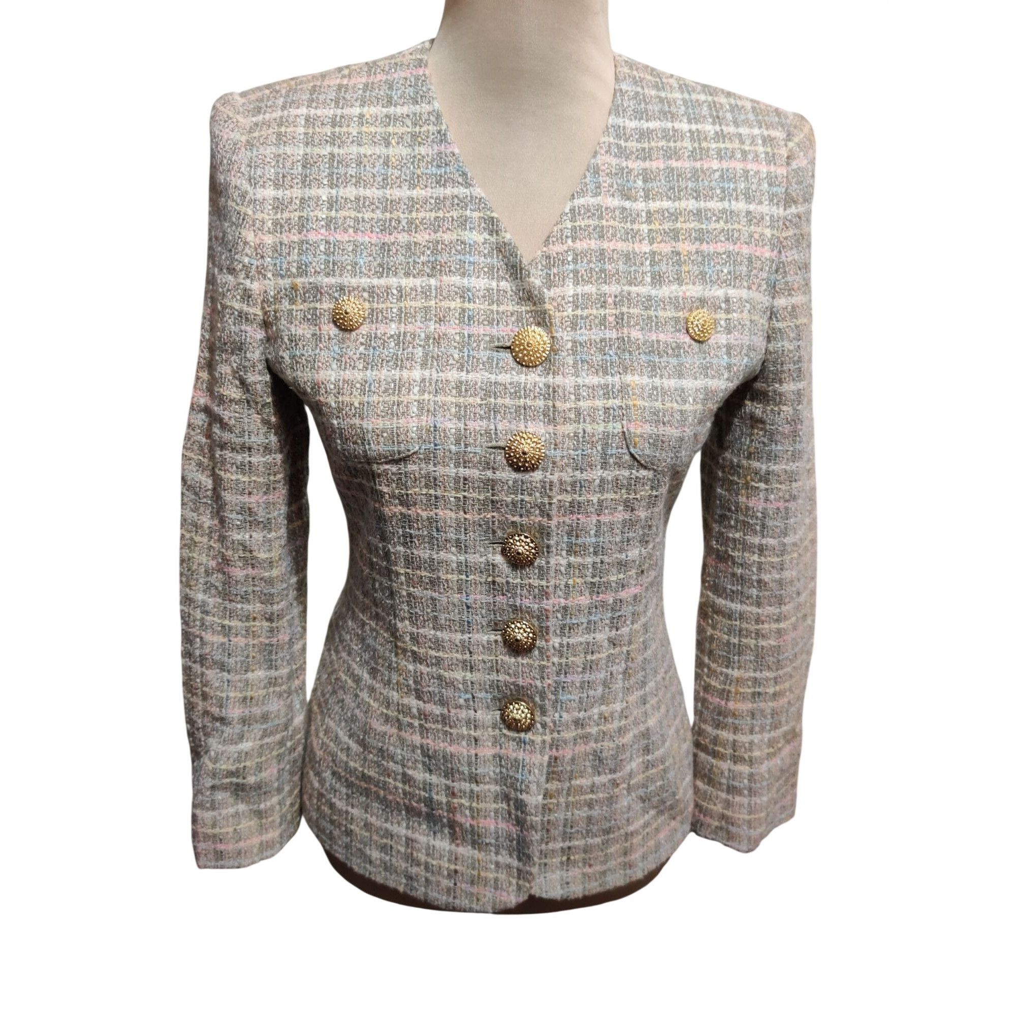 Vintage Vintage Saville Suit Tweed Blazer Size 2 Petite Gold Buttons Size XS / US 0-2 / IT 36-38 - 15 Thumbnail